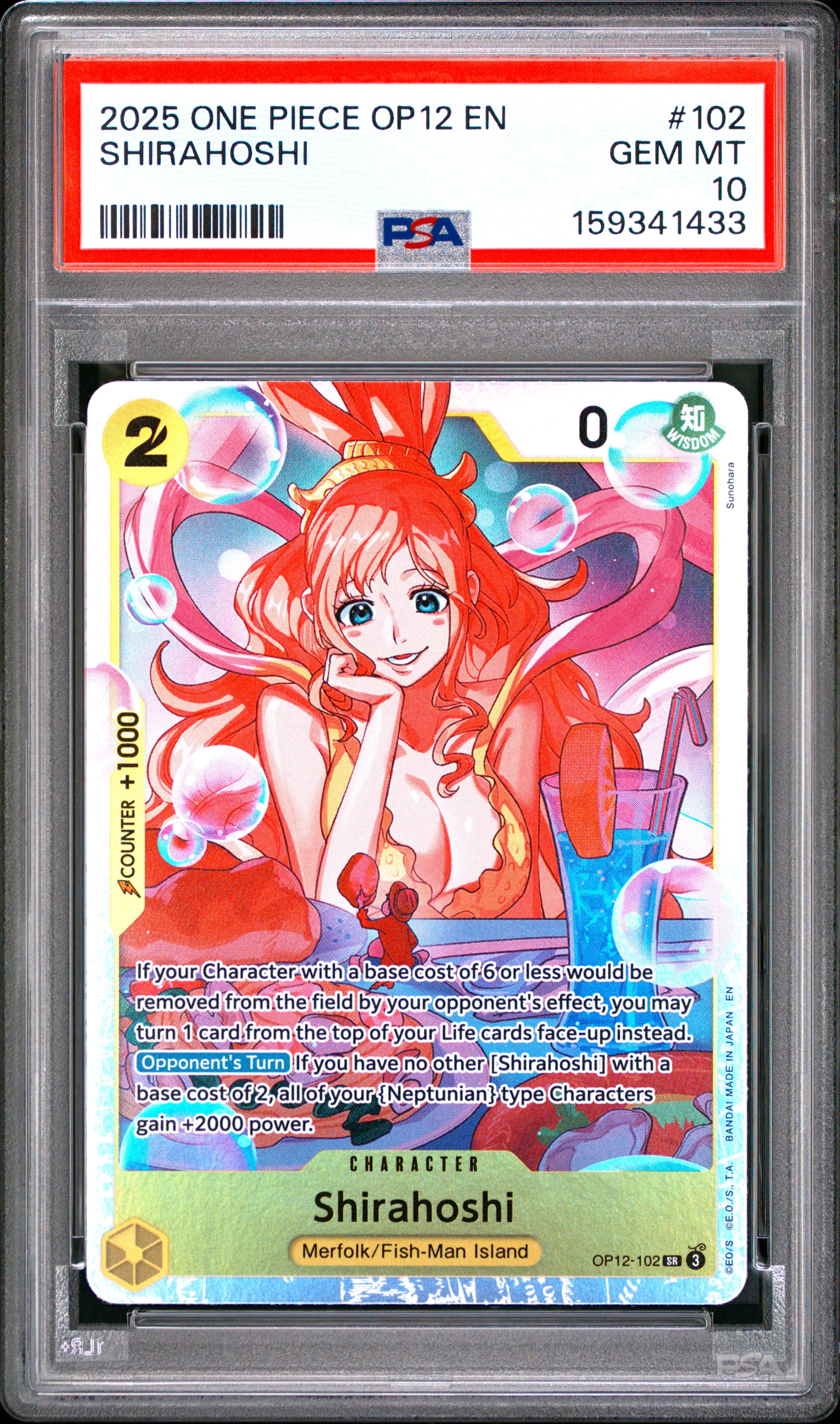 One Piece Op12 Legacy Of The Master 102 Shirahoshi PSA 10 GEM MINT Cert #159341433