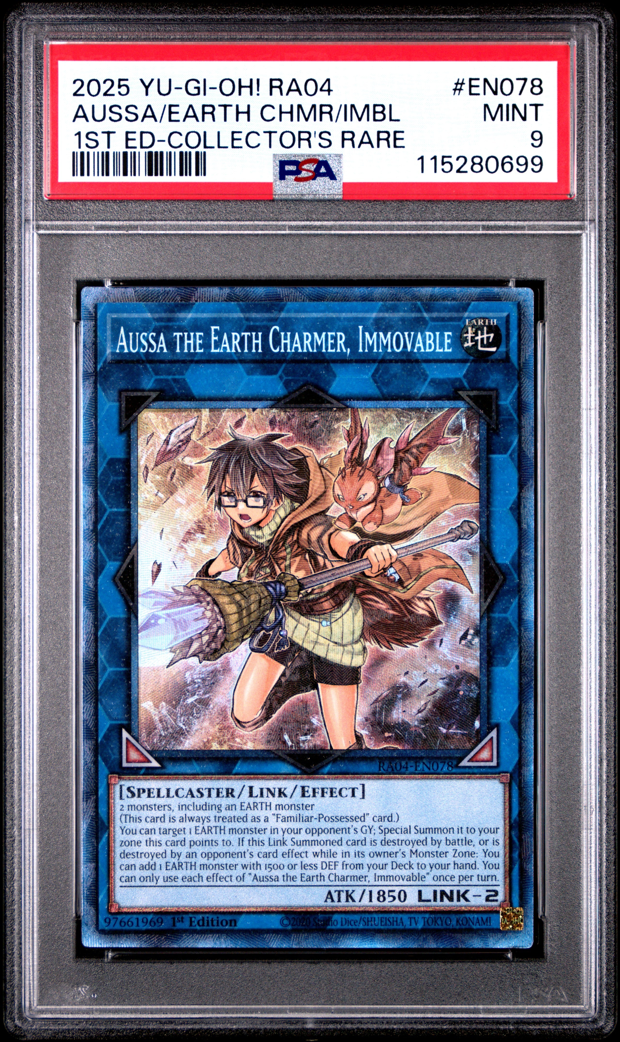 Yu Gi Oh! Ra04 Quarter Century Stampede En078 Aussa The Earth Charmer, Immovable 1St Edition Collector's Rare PSA 9 MINT Cert #115280699