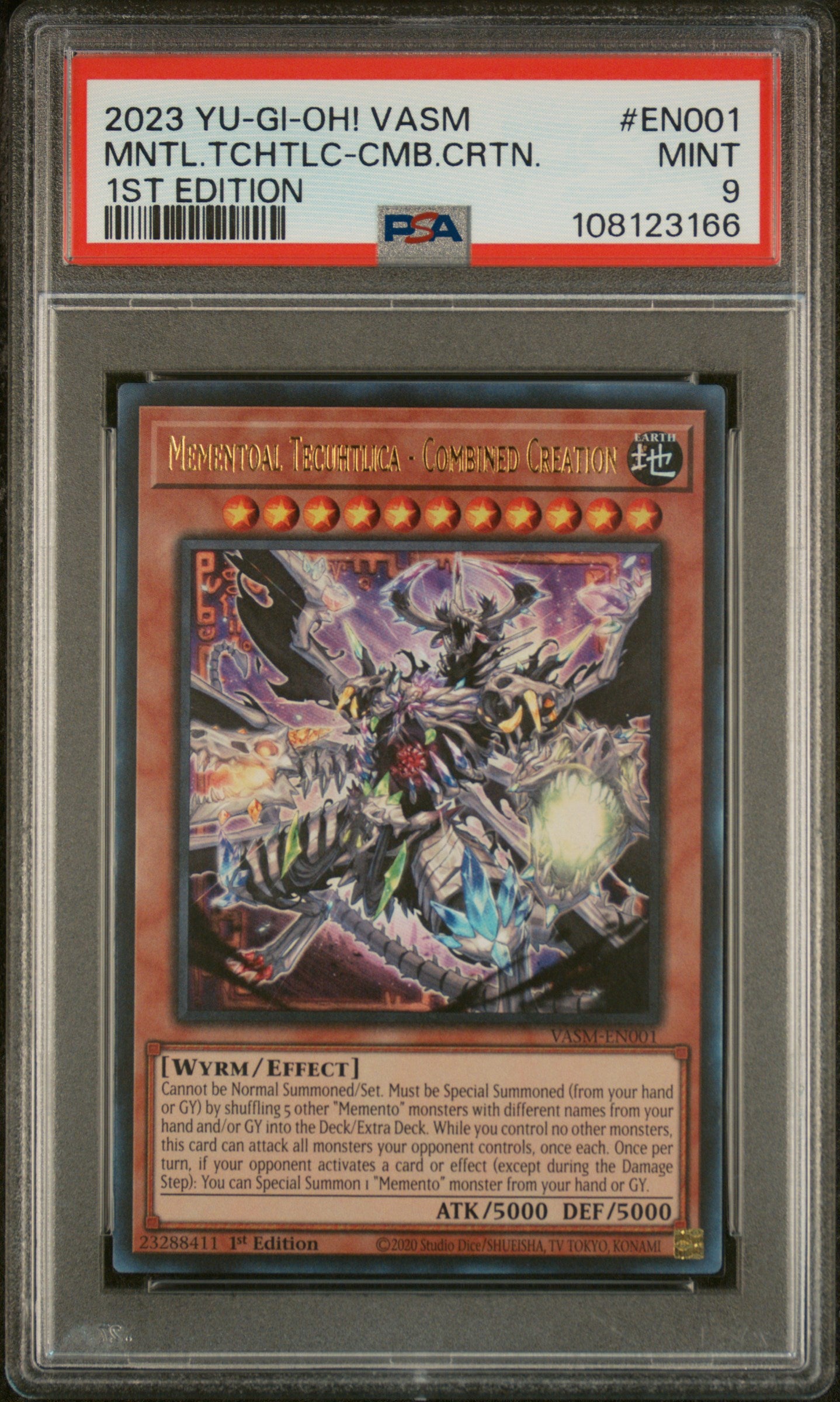 Yu-Gi-Oh! Vasm-Valiant Smashers En001 Mementoal Tecuhtlica-Combined Creation 1St Edition Card Psa 9 Mint Cert #108123166
