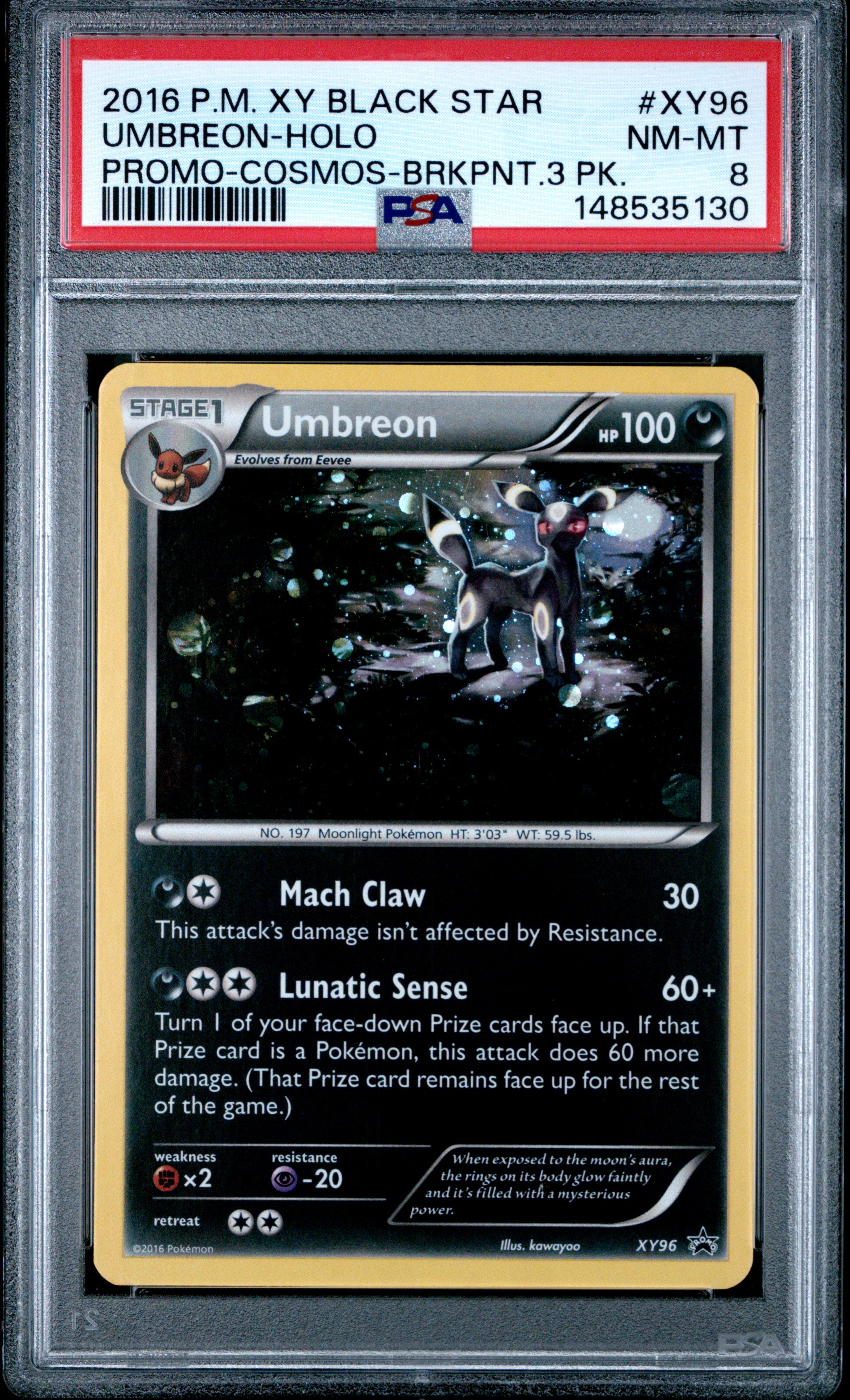 Pokemon Xy Black Star Promo Xy96 Umbreon Holo Cosmos Breakpoint 3 Pack PSA 8 NM-MT Cert #148535130
