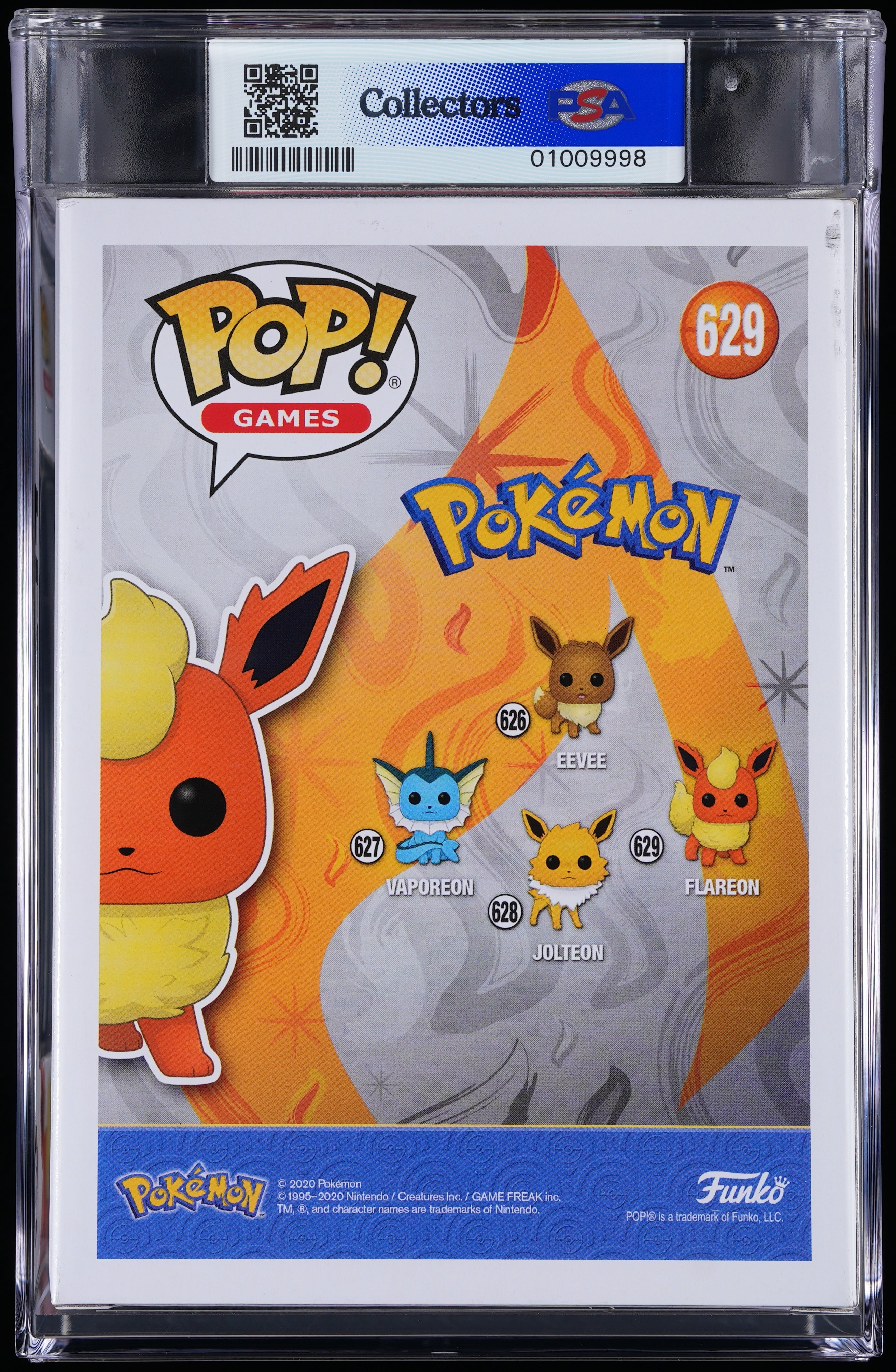 Funko Pop! PSA Graded Pokemon: Flareon PSA Graded 8.5 NM-MT+ Vinyl Figure #629 Cert #01009998