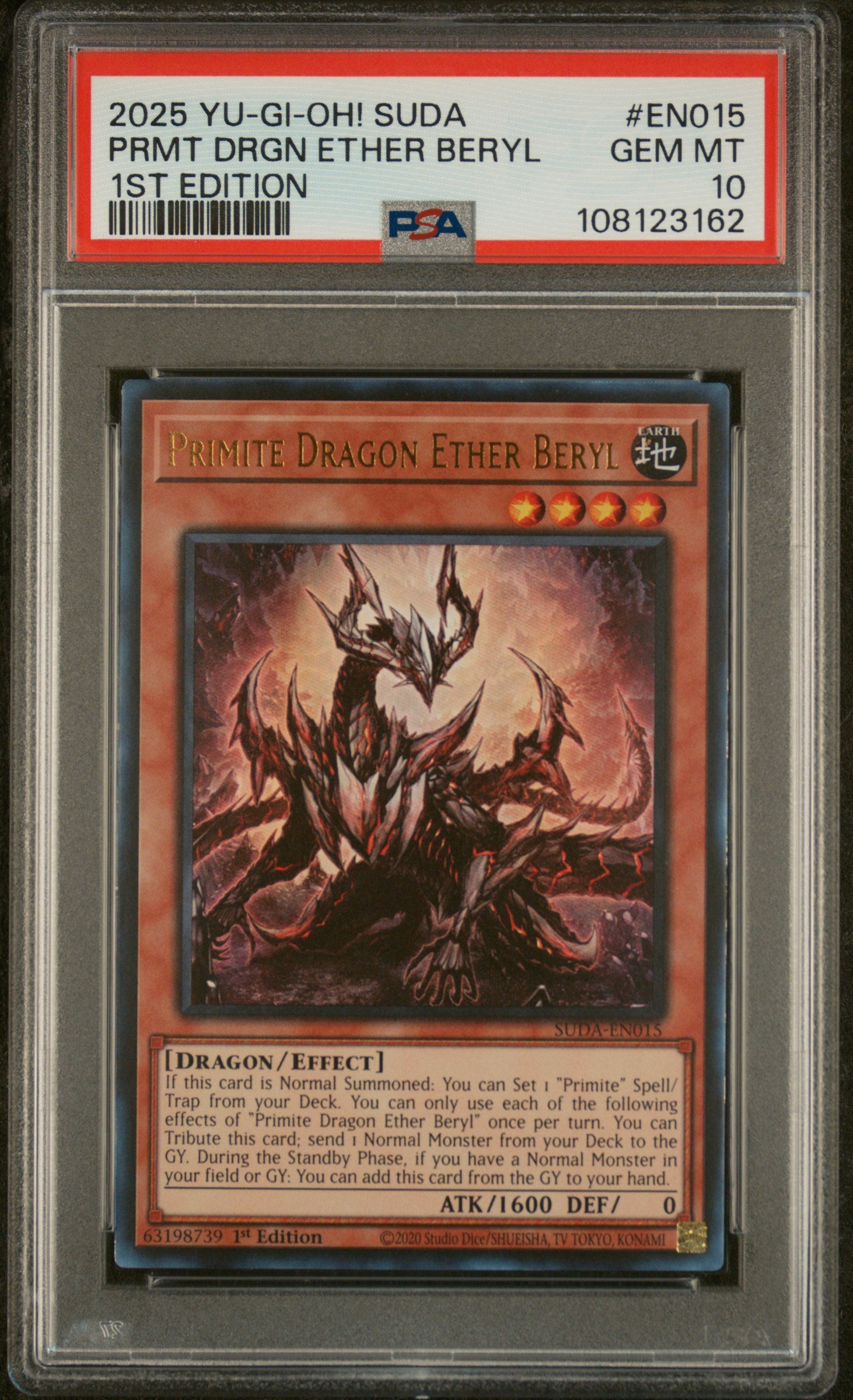 Yu-Gi-Oh! Suda-Supreme Darkness En015 Primite Dragon Ether Beryl 1St Edition Card Psa 10 Gem Mint Cert #108123162