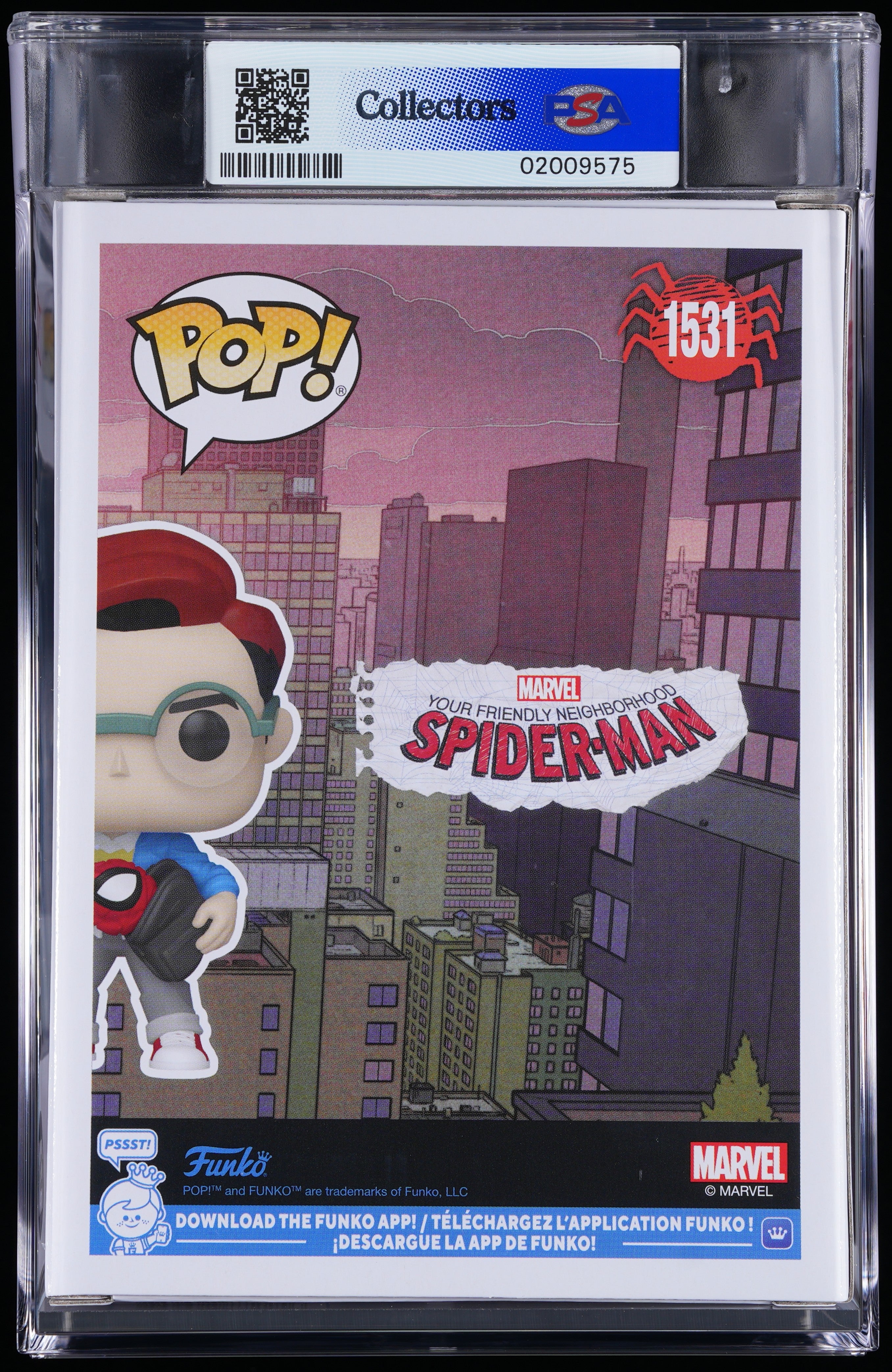 Funko Pop! PSA Graded Your Friendly Neighborhood Spider-Man: Peter Parker (EE) PSA Graded 10 GEM MINT Vinyl Figure #1531 Cert #02009575