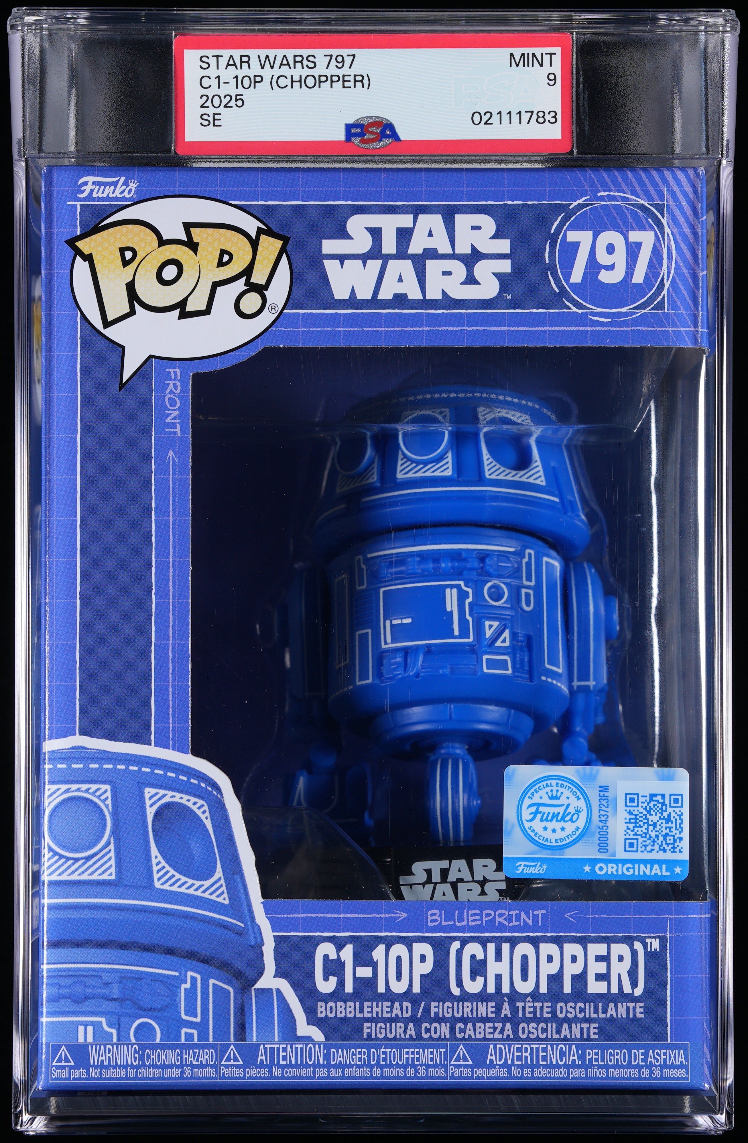 Funko Pop! PSA Graded Star Wars: C1-10p (Chopper) PSA Graded 9 MINT Vinyl Figure #797 Cert #02111783