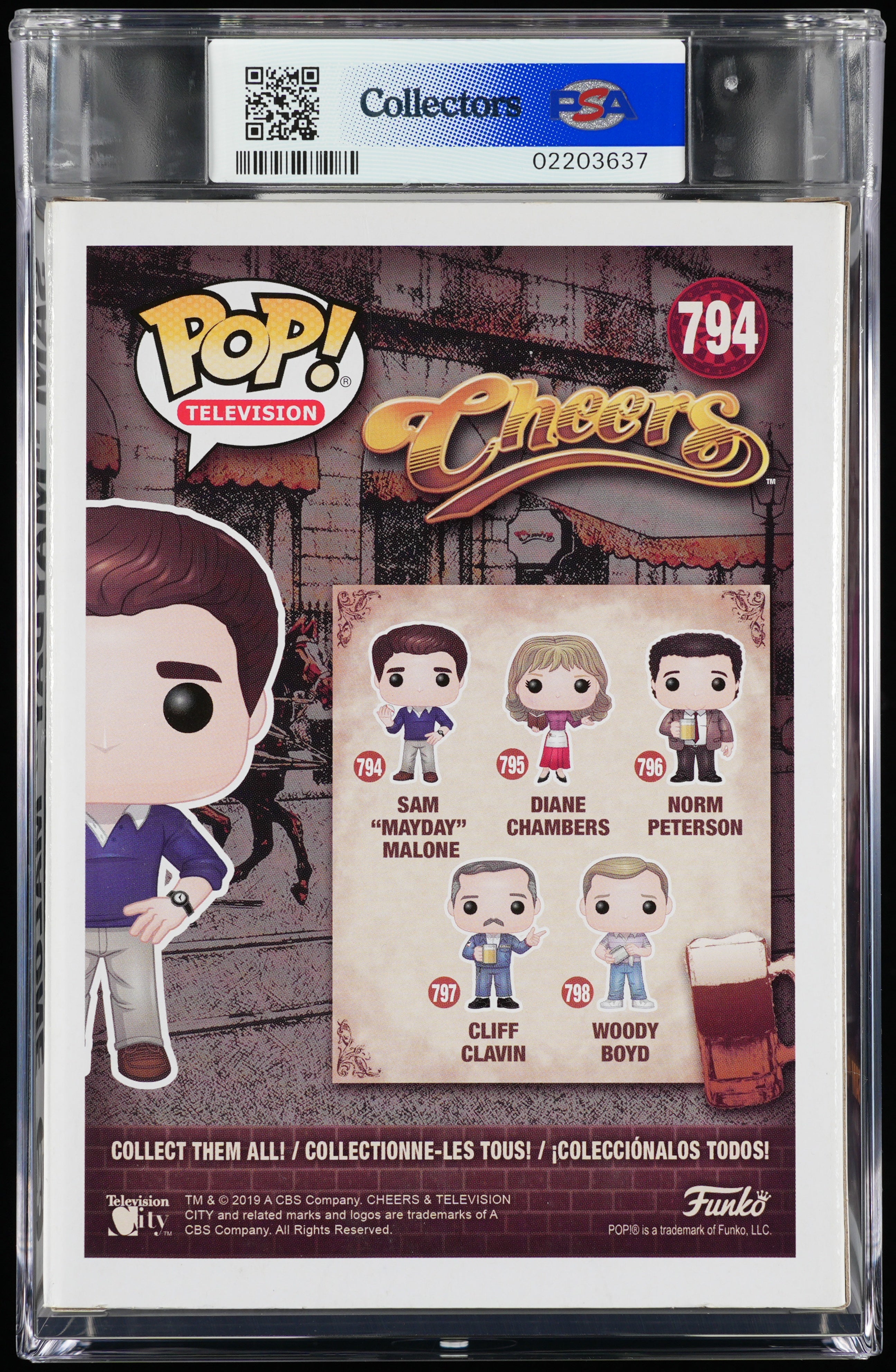 Funko Pop! PSA Graded Cheers: Sam Mayday Malone PSA Graded 8.5 NM-MT+ Vinyl Figure #794