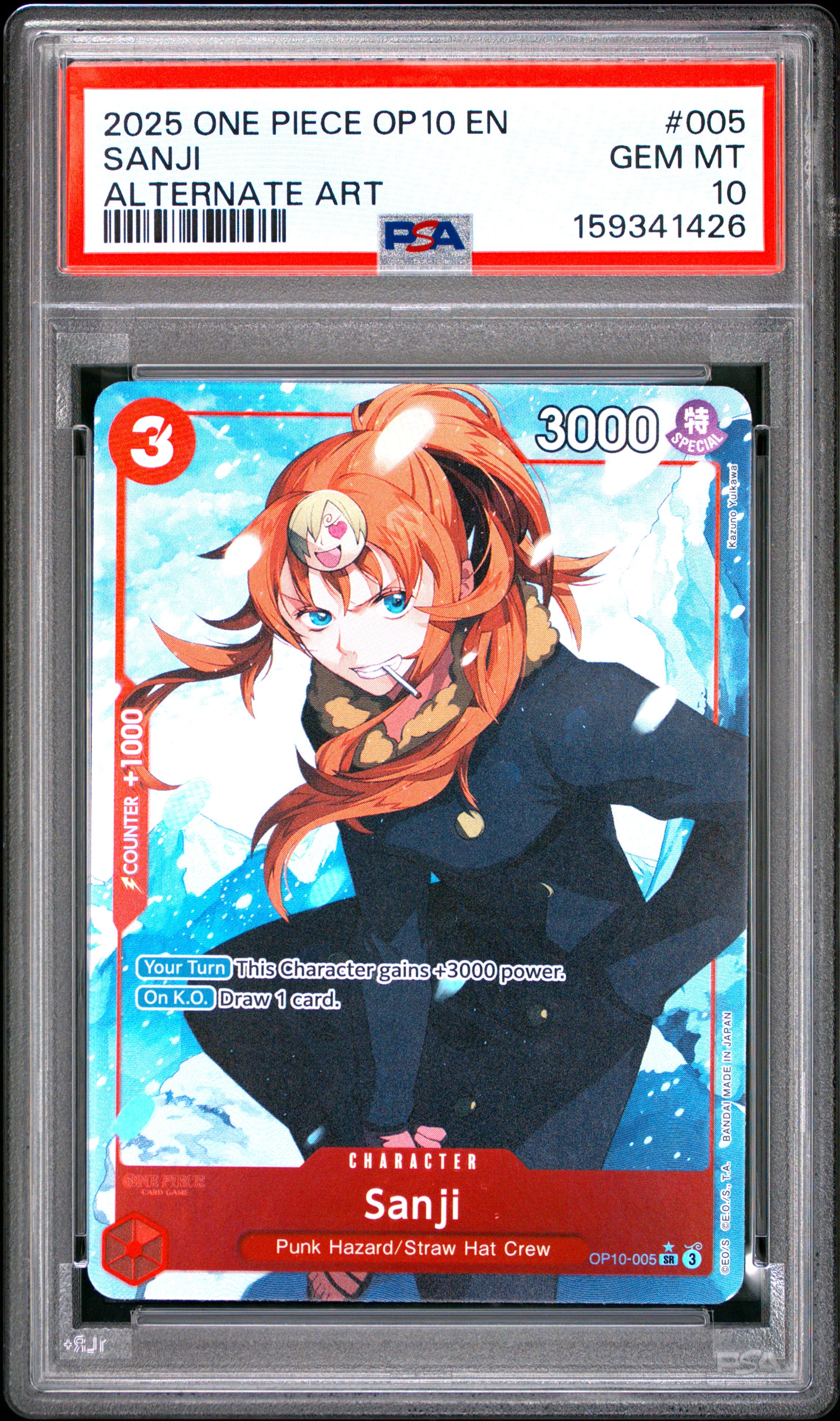 One Piece Op10 Royal Blood 005 Sanji Alternate Art PSA 10 GEM MINT Cert #159341426