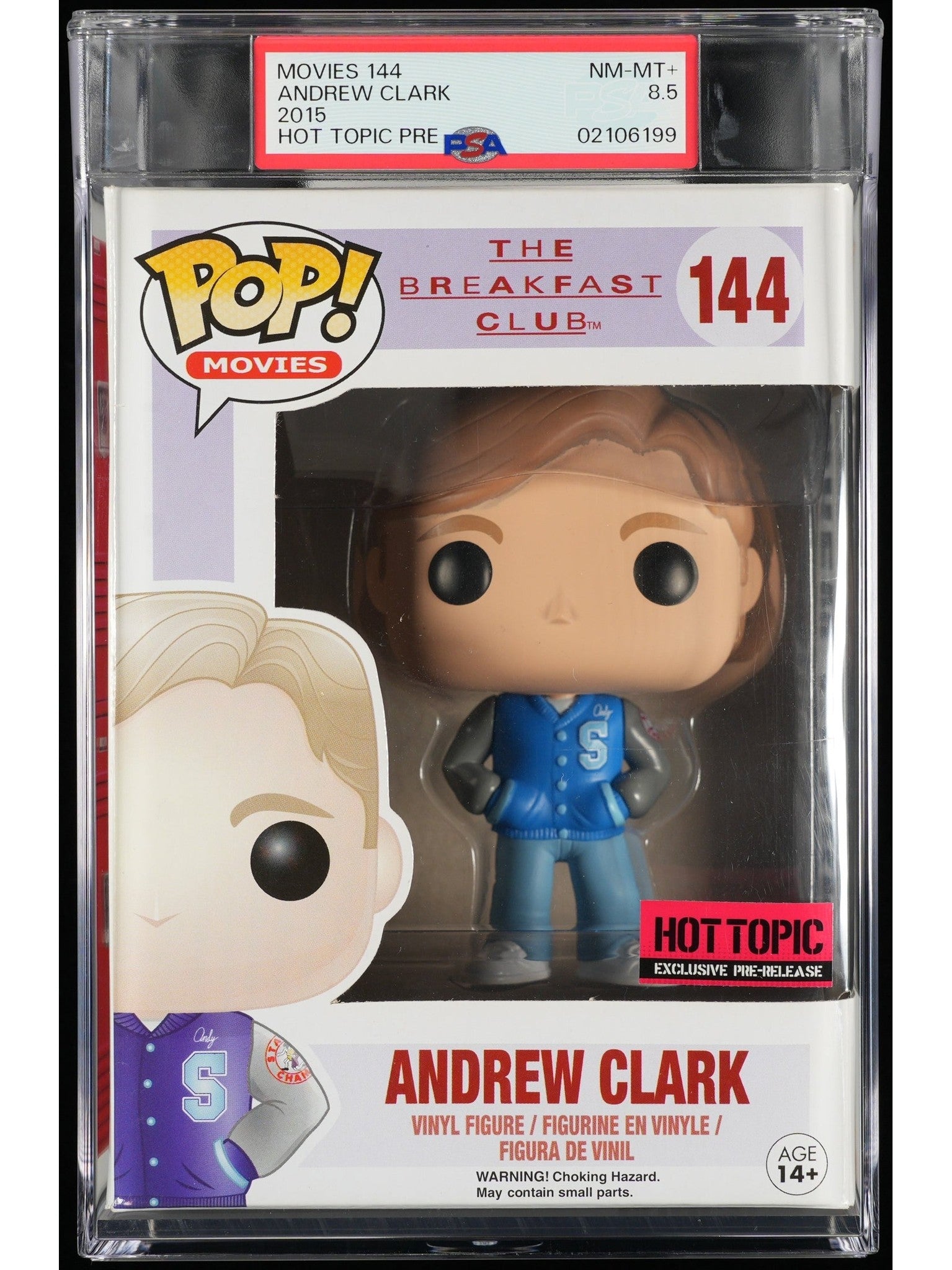 Funko Pop! The Breakfast Club: Andrew Clark PSA Graded Vinyl Figure #144 Cert #02106199