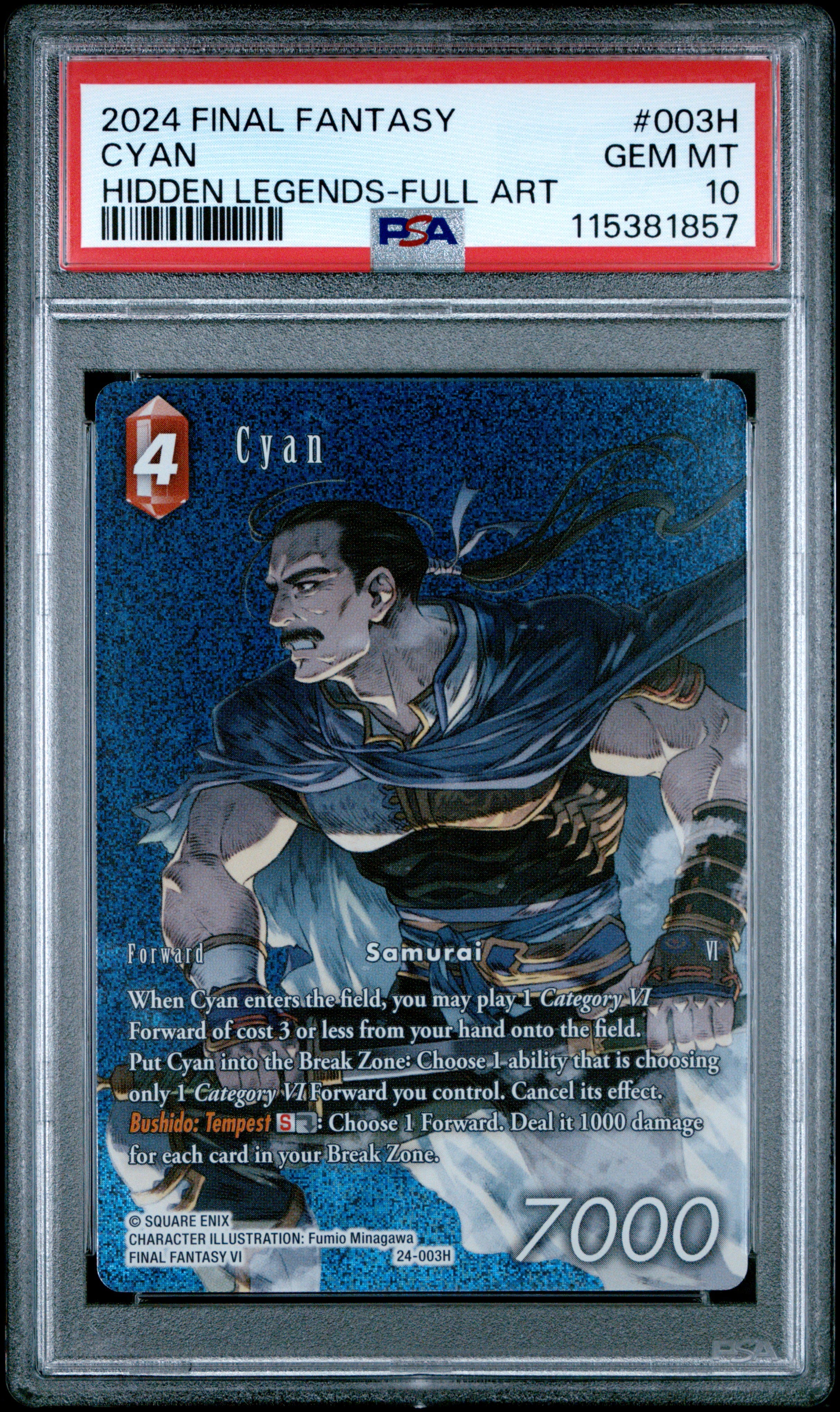 Final Fantasy Hidden Legends 003H Cyan Full Art PSA 10 GEM MINT Cert #115381857