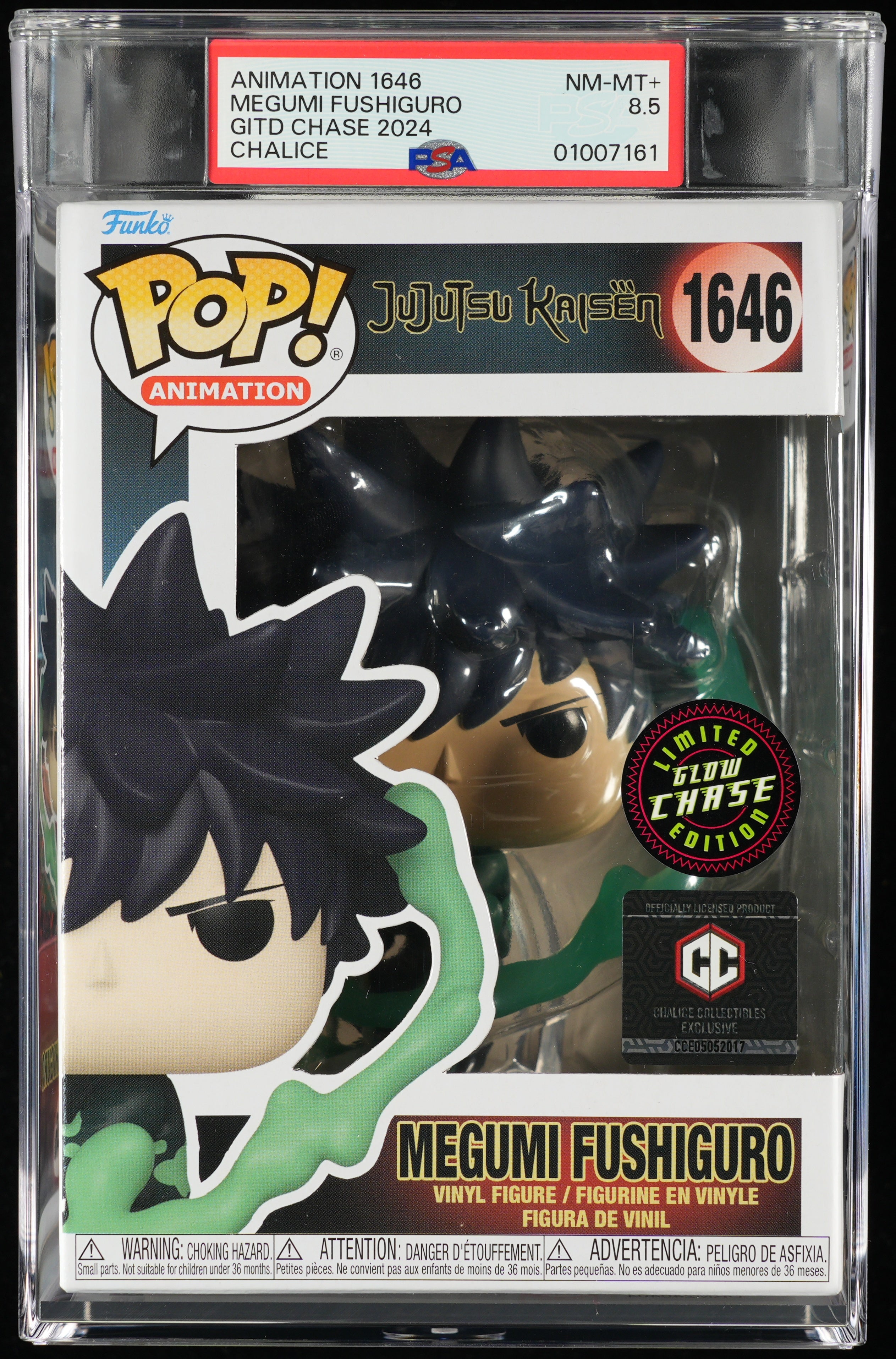 Funko Pop! Jujutsu Kaisen: Megumi Fushiguro GITD (Limited Edition) PSA Graded Vinyl Figure #1646 Cert #01007161