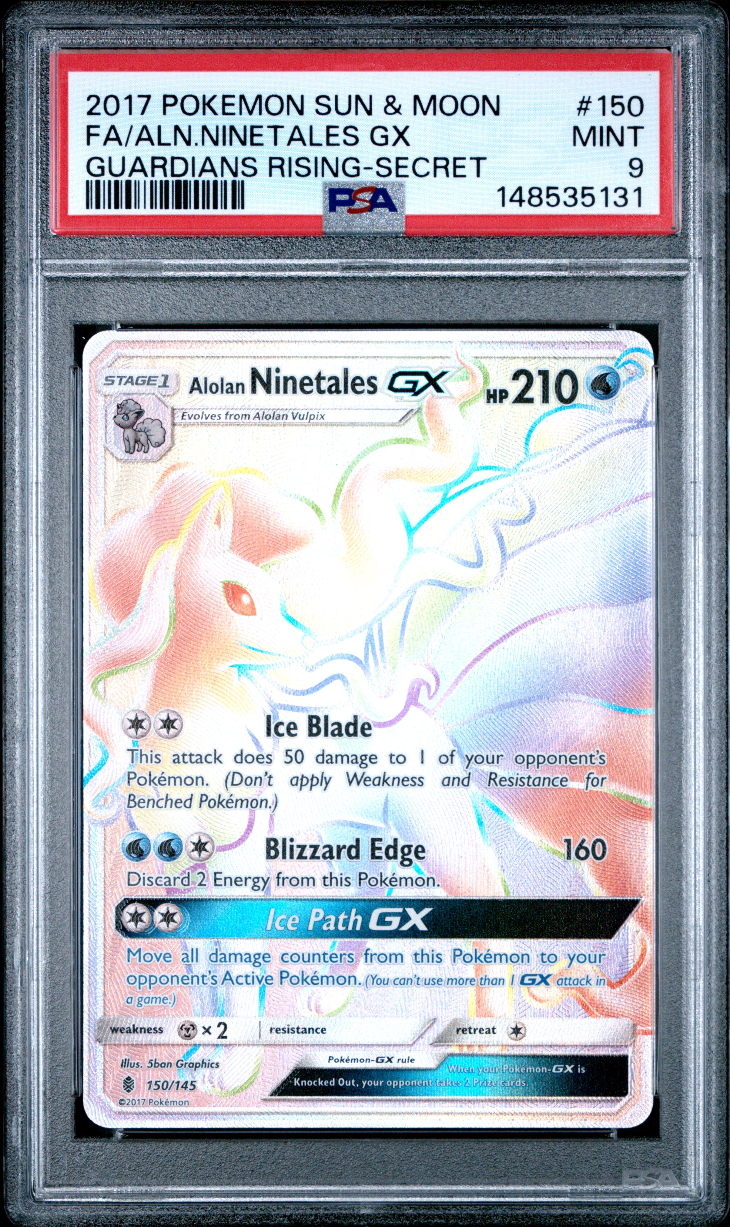 Pokemon Sun & Moon Guardians Rising 150 Full Art/Alolan Ninetales Gx Secret PSA 9 MINT Cert #148535131 Boxed Vinyl - Premium Collectibles Store Pokemon Sun & Moon Guardians Rising 150 Full Art/Alolan Ninetales Gx Secret PSA 9 MINT Cert #148535131 Boxed Vinyl - Premium Collectibles Store