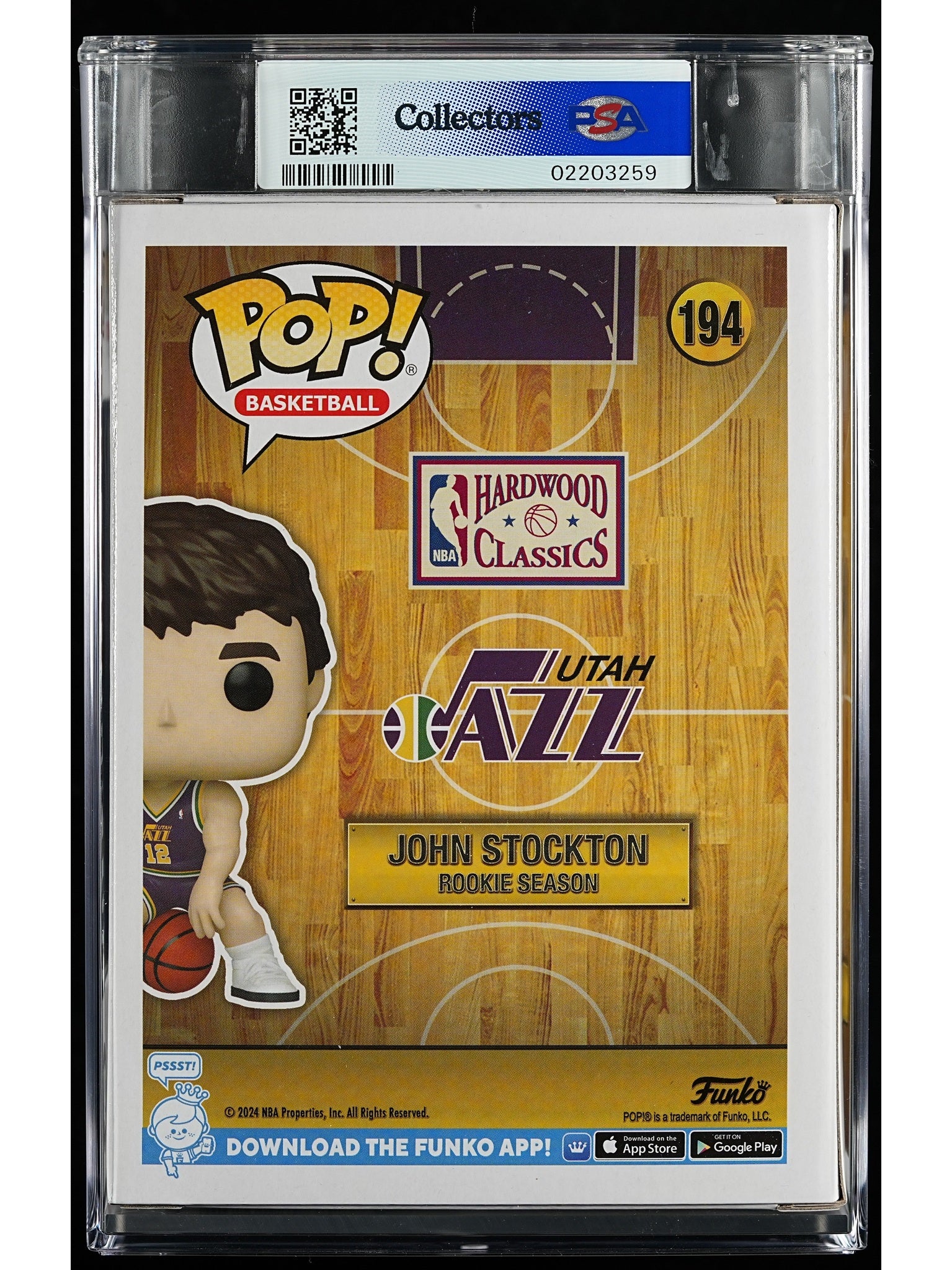 Funko Pop! NBA Utah Jazz: John Stockton PSA Graded Vinyl Figure #194 Cert #02203259