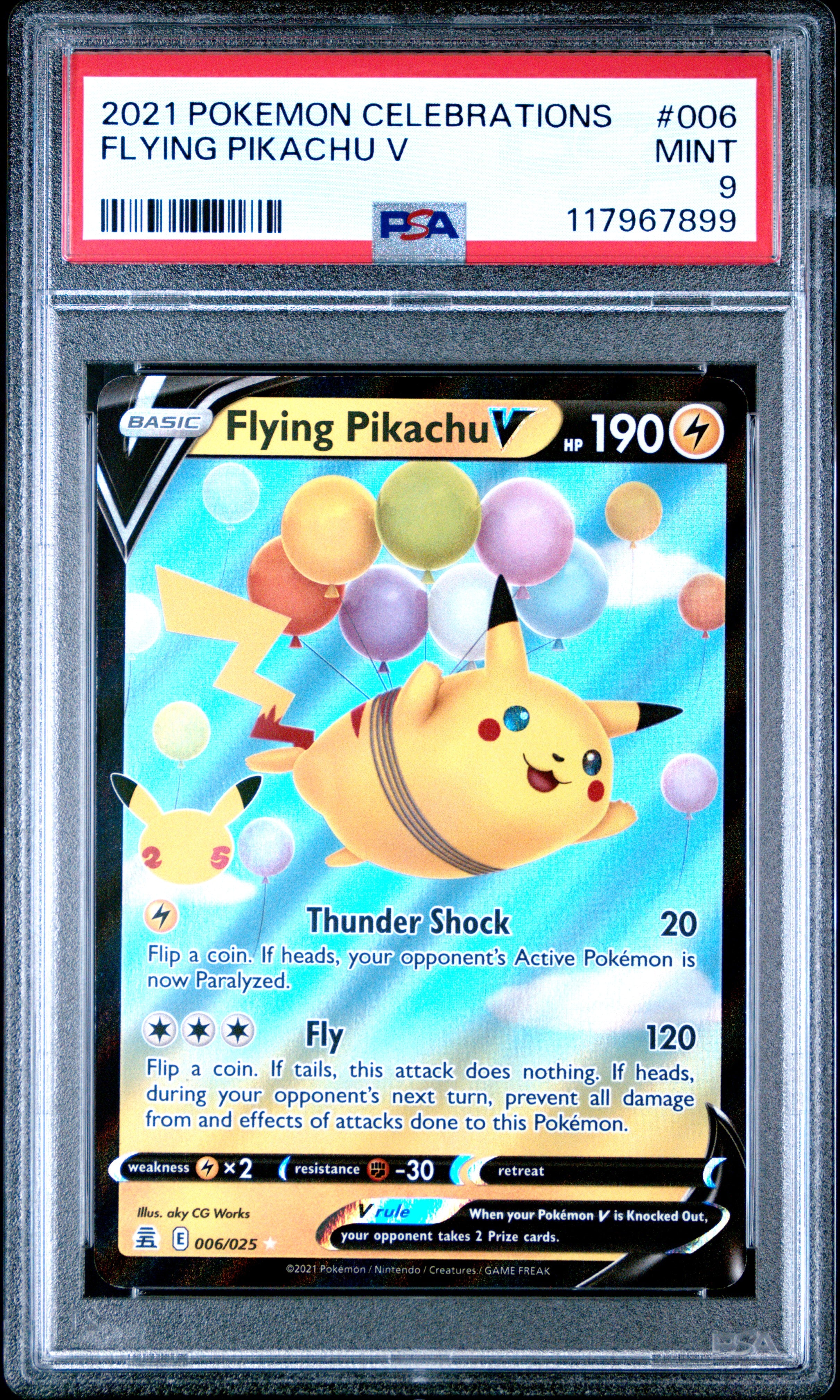 Pokemon Celebrations 006 Flying Pikachu V PSA 9 MINT Cert