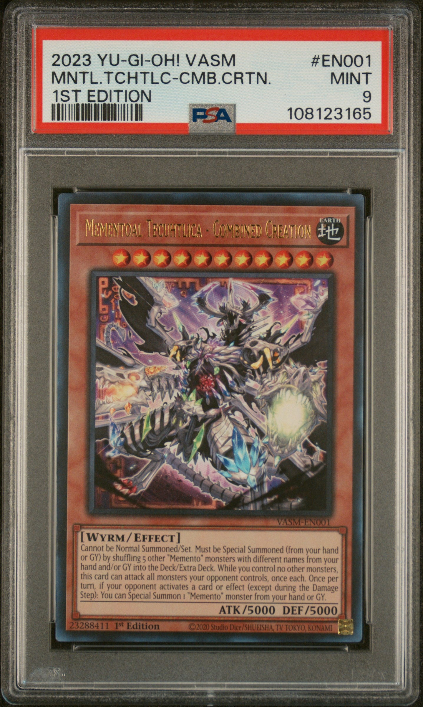 Yu-Gi-Oh! Vasm-Valiant Smashers En001 Mementoal Tecuhtlica-Combined Creation 1St Edition Card Psa 9 Mint Cert #108123165