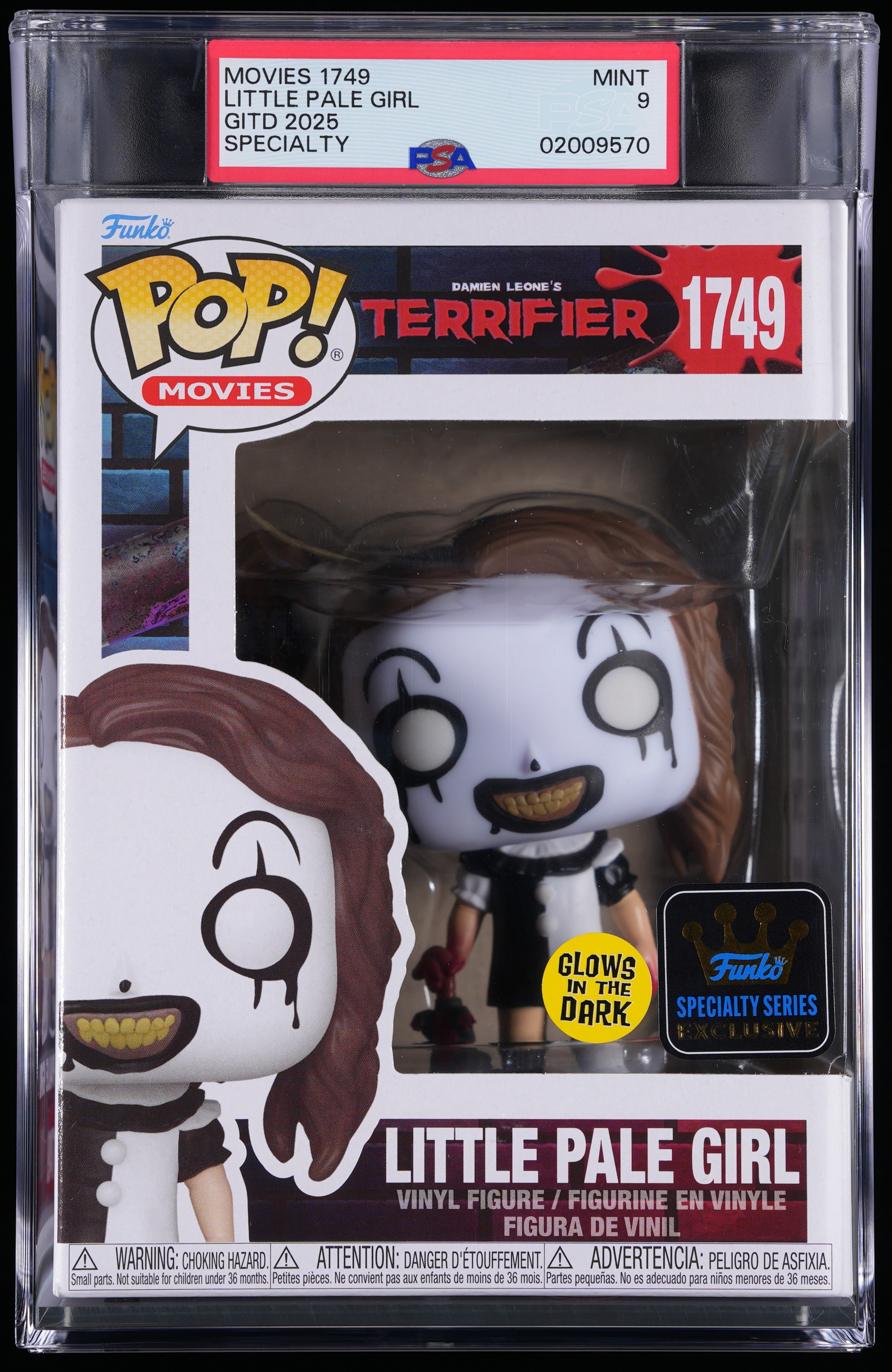 Funko Pop! PSA Graded Terrifier: Little Pale Girl (GITD Specialty Series)) PSA Graded 9 MINT Vinyl Figure #1749 Cert #02009570