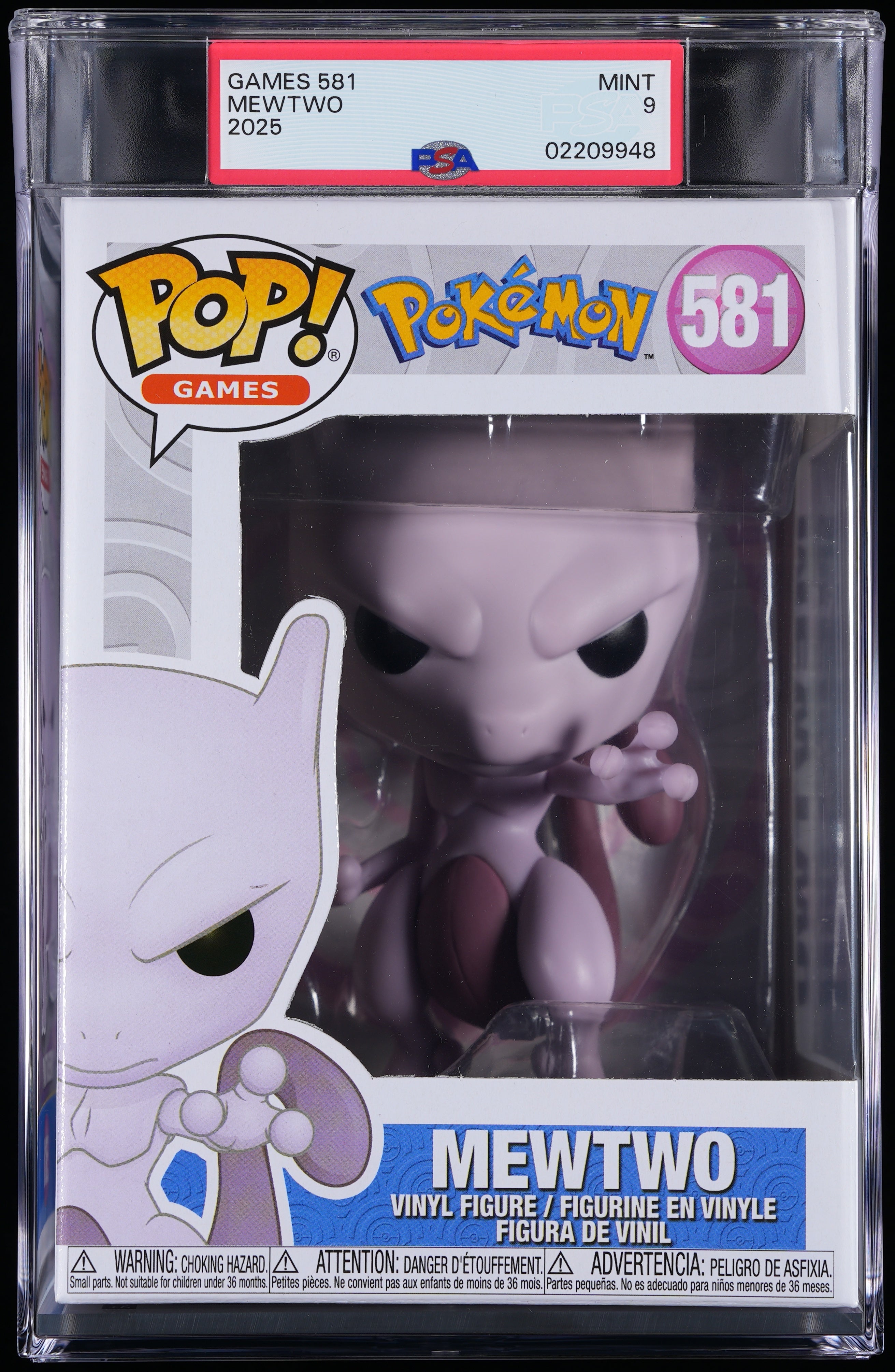 Funko Pop! PSA Graded Pokemon: Mewtwo PSA Graded 9 MINT Vinyl Figure #581 Cert #02209948