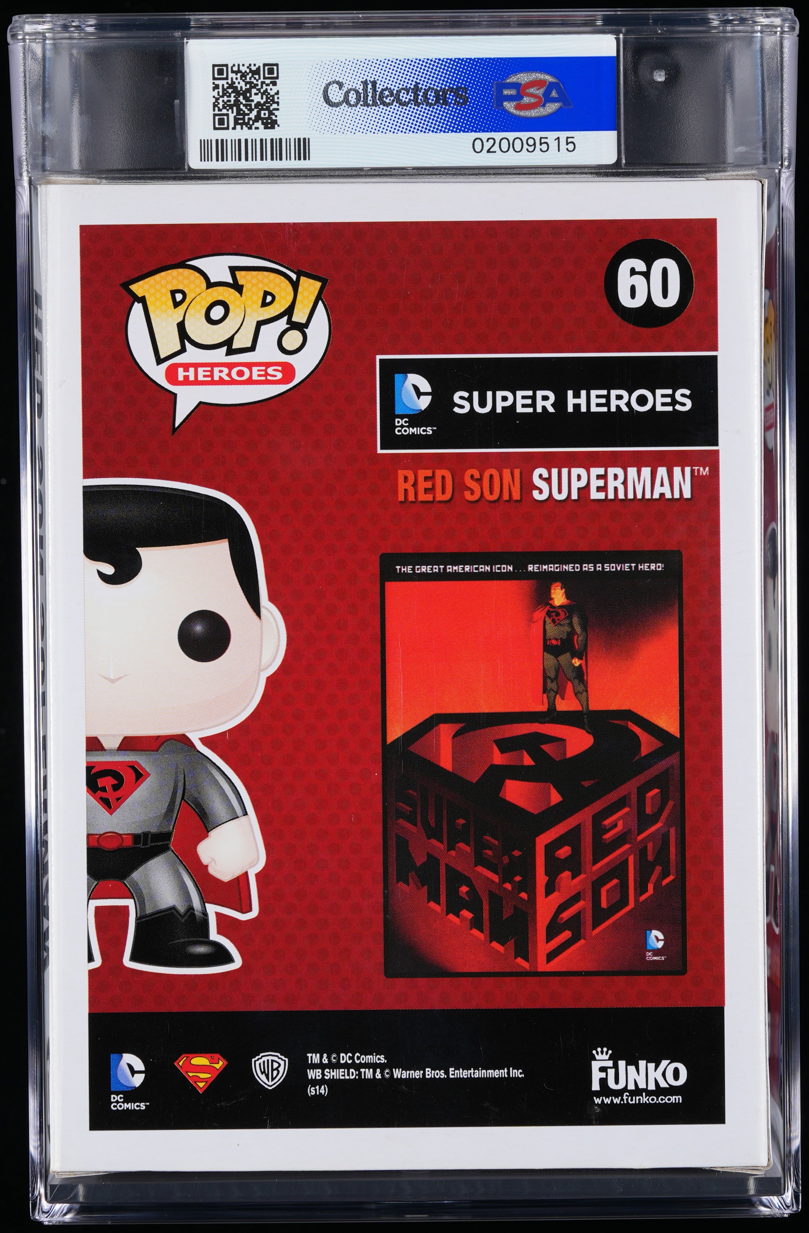 Funko Pop! PSA Graded DC Super Heroes: Red Son Superman PSA Graded 8.5 NM-MT+ Vinyl Figure #60 Cert #02009515