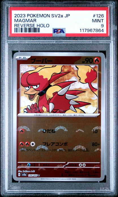 Pokemon Japanese Sv2A Pokemon 151 126 Magmar Reverse Holo PSA 9 MINT Cert #117967864