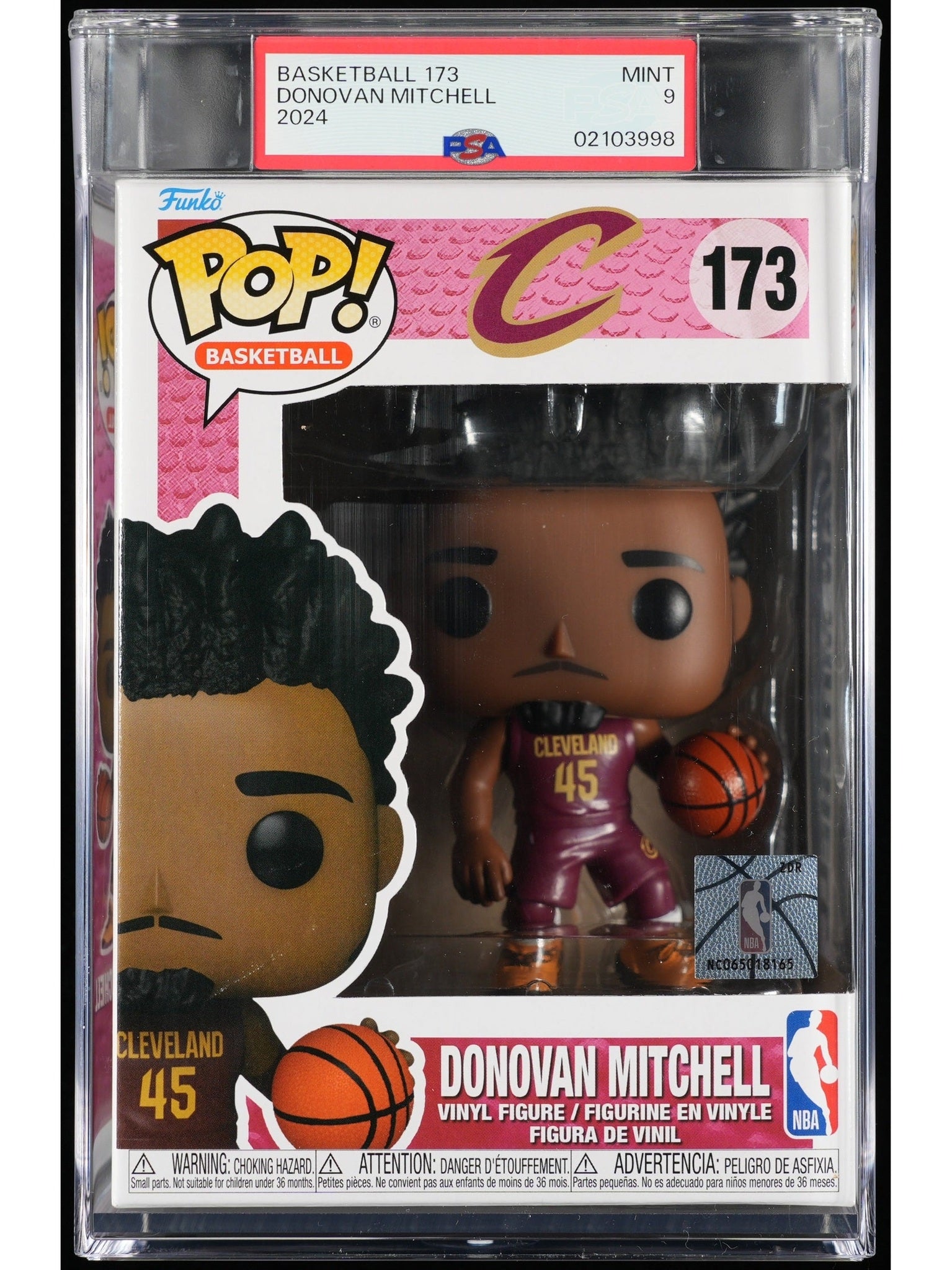 Funko Pop! NBA Cleveland Cavaliers: Donovan Mitchell PSA Graded Vinyl Figure #173 Cert #02103998
