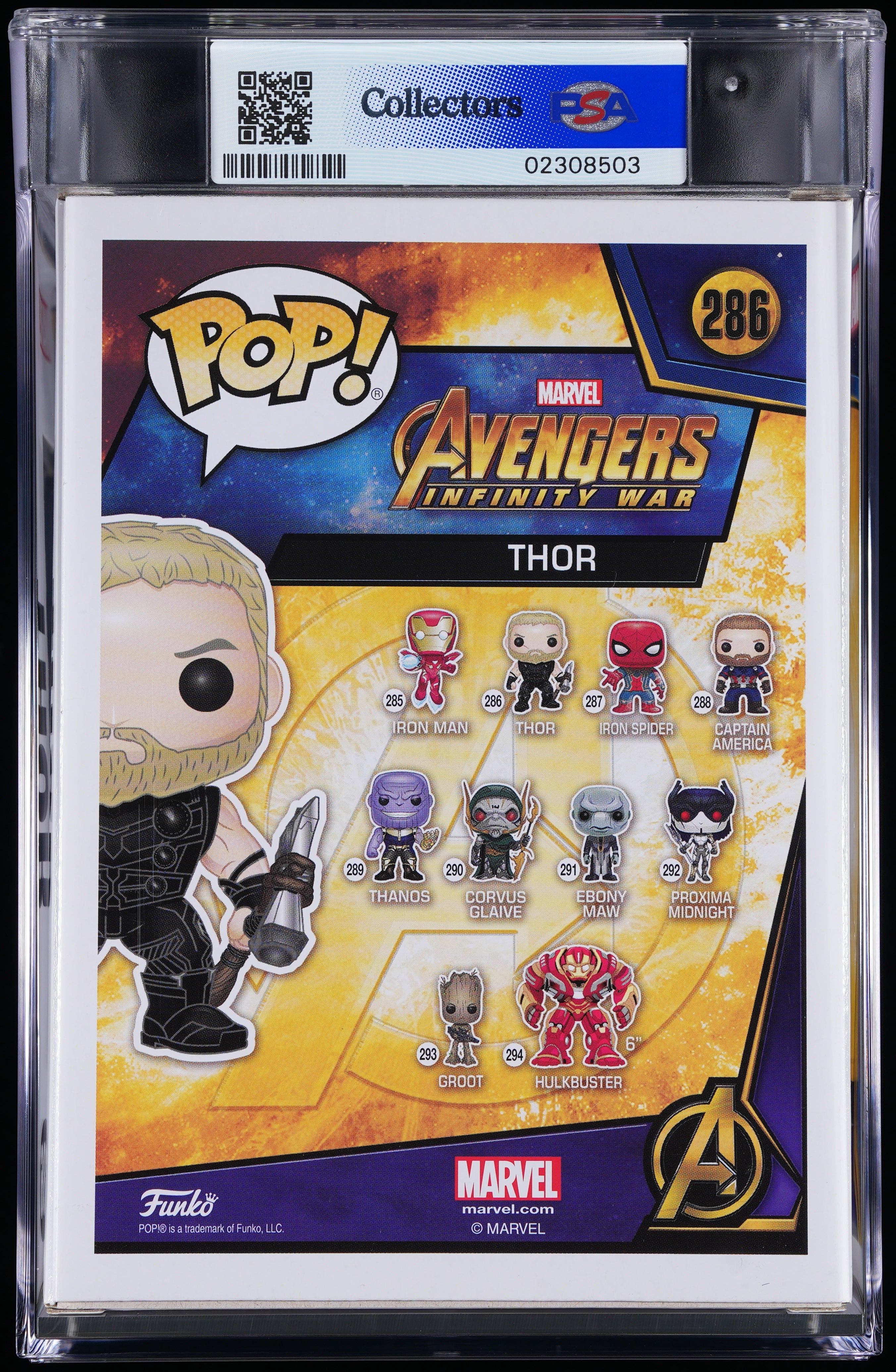 Funko Pop! PSA Graded Marvel: Thor GITD (SF Limited Edition) PSA Graded 8.5 NM-MT+ Vinyl Figure #286 Cert #02308503