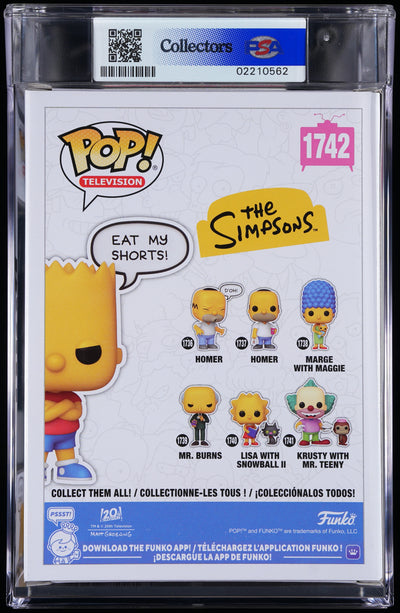 Funko Pop! PSA Graded The Simpsons: Bart Simpson PSA Graded 9 MINT Vinyl Figure #1742 Cert #02210562