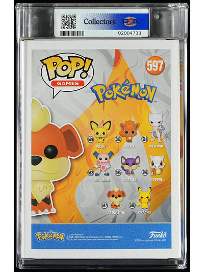 Funko Pop! Pokemon: Growlithe PSA Graded Vinyl Figure #597 Cert #02004738