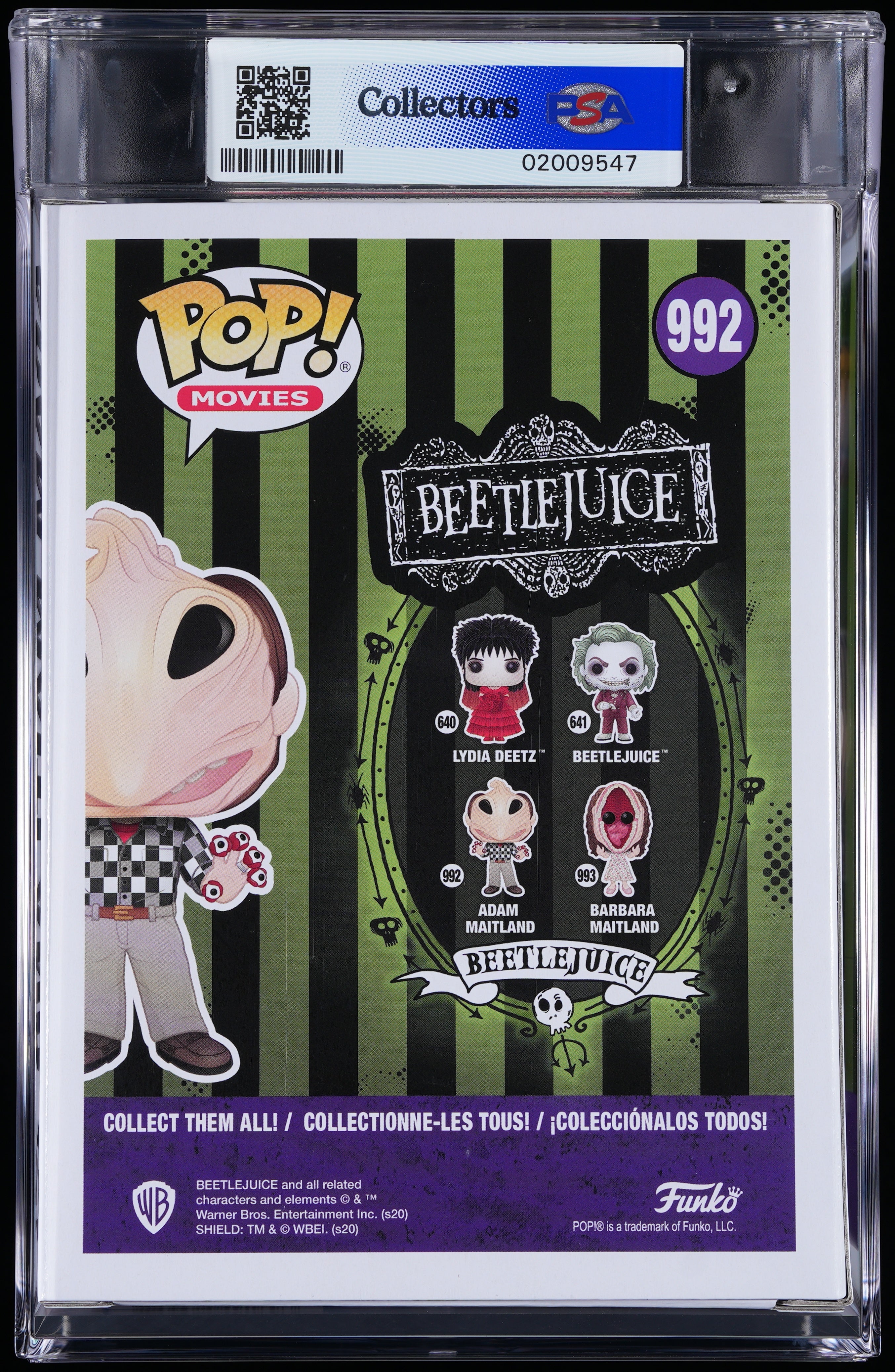 Funko Pop! PSA Graded Beetlejuice: Adam Maitland PSA Graded 9 MINT Vinyl Figure #992 Cert #02009547