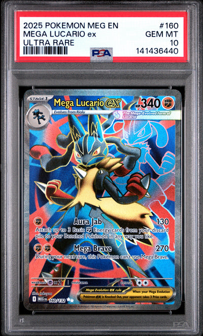 Pokemon Meg En Mega Evolution 160 Mega Lucario Ex Ultra Rare PSA 10 GEM MINT Cert #141436440