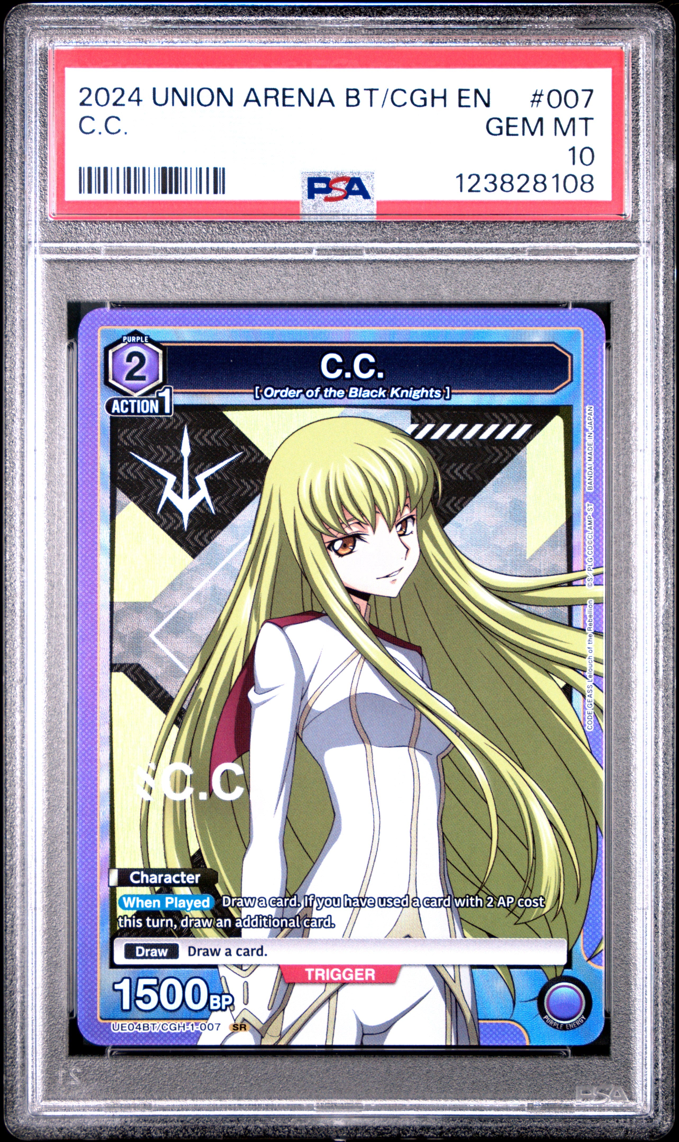 Union Arena Ue04Bt/Cgh Code Geass 007 C.C. PSA 10 GEM MINT Cert #123828108