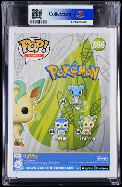 Funko Pop! PSA Graded Pokemon: Leafeon PSA Graded 8.5 NM-MT+ Vinyl Figure #866 Cert #02009545