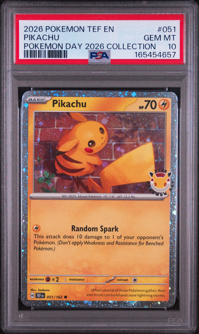 Pokemon Tef En Temporal Forces 051 Pikachu Pokemon Day 2026 Collection PSA 10 GEM MINT Cert #165454657