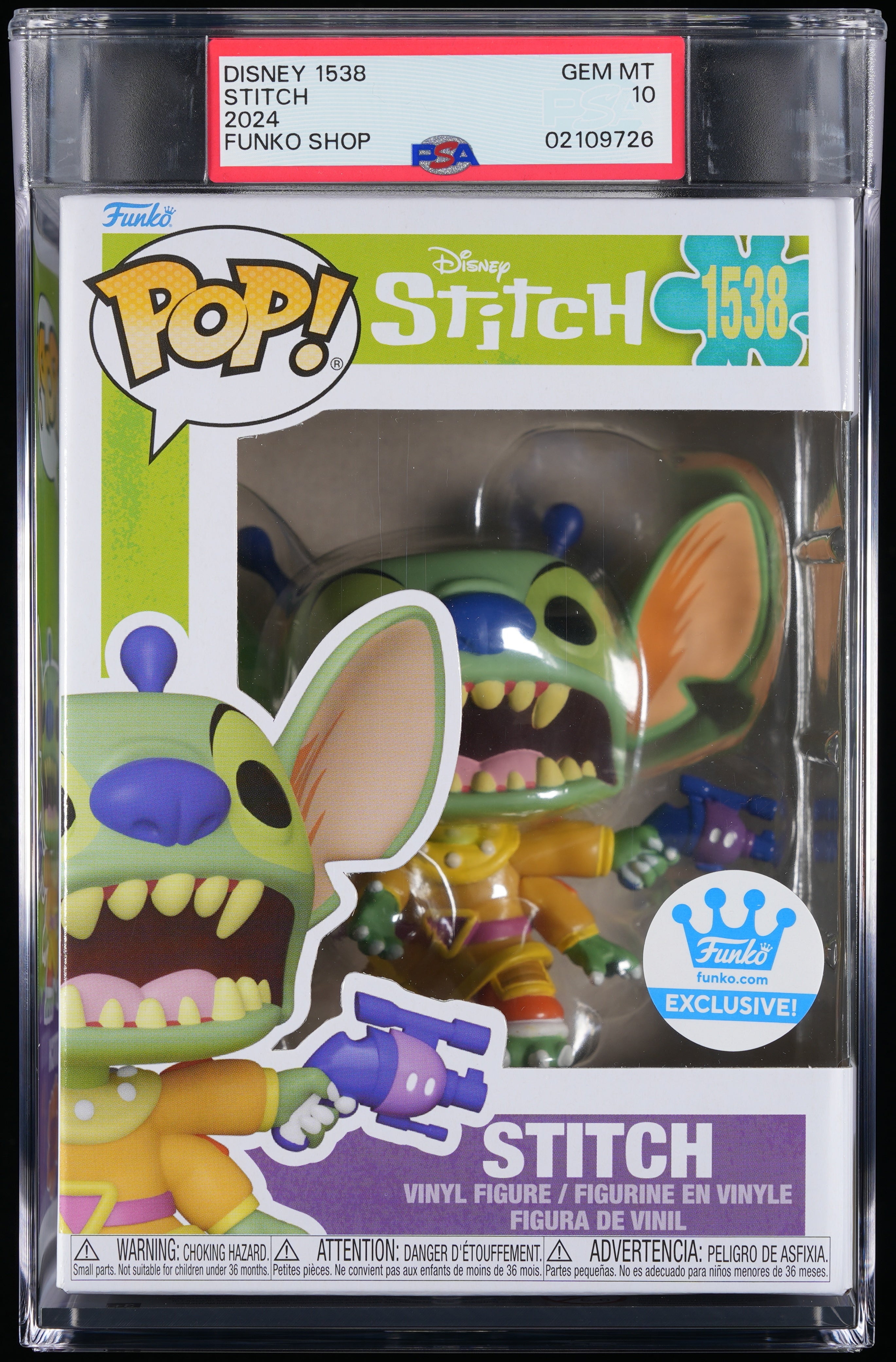 Funko Pop! PSA Graded Lilo & Stitch: Stitch PSA Graded 10 GEM MINT Vinyl Figure #1538 Cert #02109726