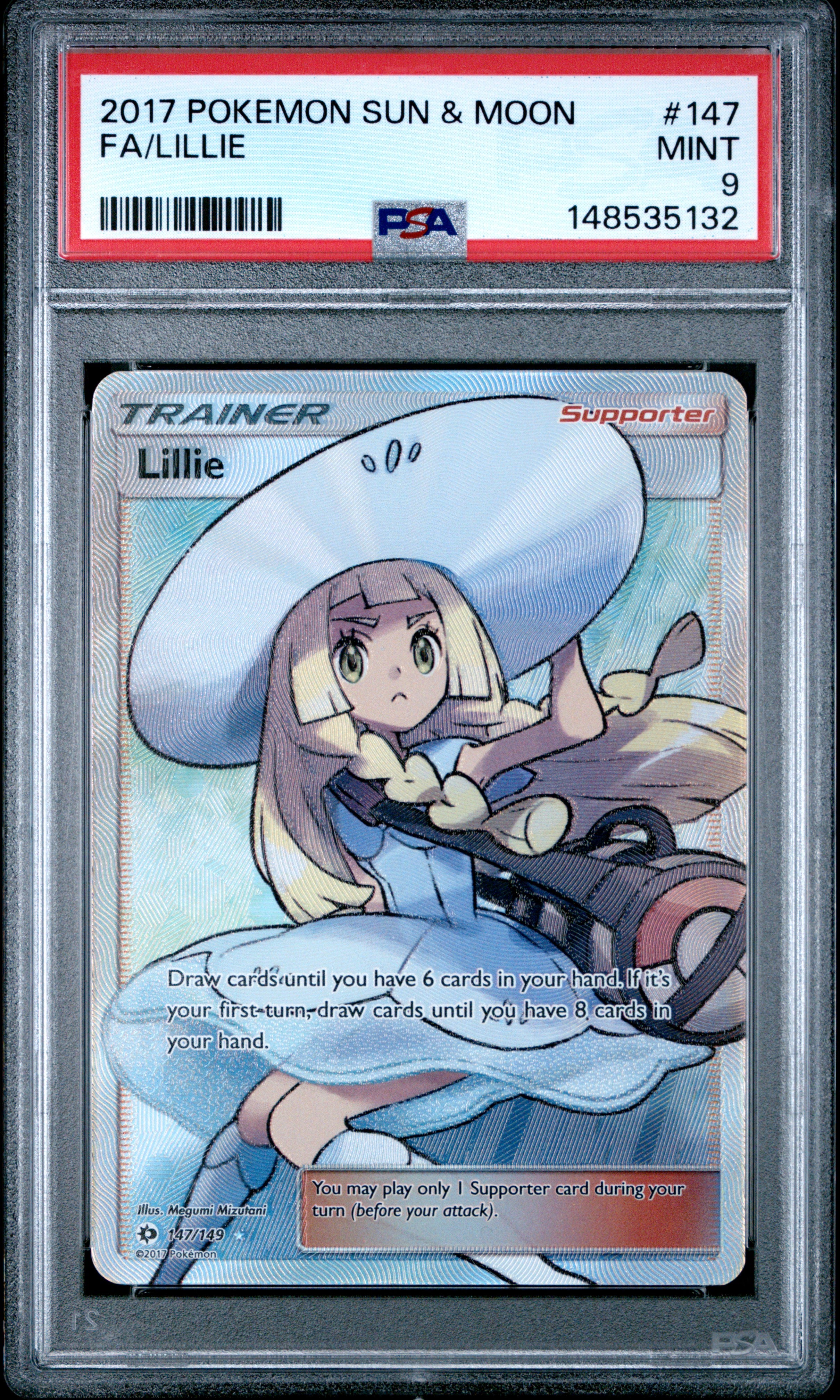 Pokemon Sun & Moon 147 Full Art/Lillie PSA 9 MINT Cert #148535132