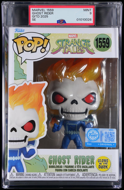 Funko Pop! PSA Graded Marvel Strange Tales: Ghost Rider (GITD Special Edition) PSA Graded 9 MINT Vinyl Figure #1559 Cert #01010026