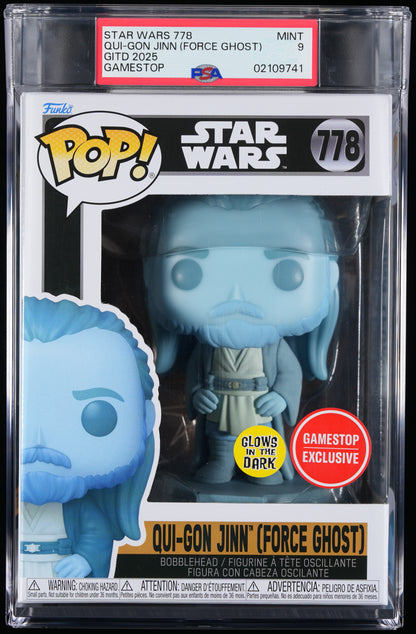 Funko Pop! PSA Graded Star Wars: Qui-Gon Jinn (Force Ghost) PSA Graded 9 MINT Vinyl Figure #778 Cert #02109741