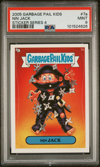 Garbage Pail Kids Stickers Series 4 7A Nin Jack PSA 9 MINT Cert #101524626