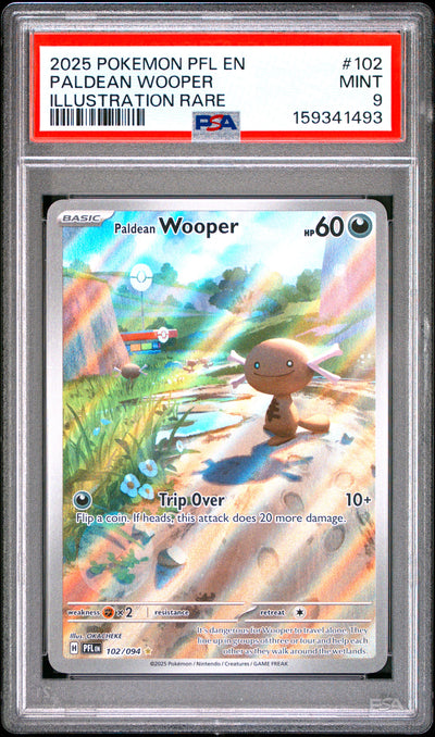 Pokemon Pfl En Phantasmal Flames 102 Paldean Wooper Illustration Rare PSA 9 MINT Cert #159341493