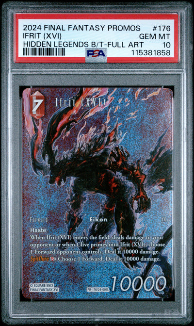 Final Fantasy Promos 176 Ifrit (Xvi) Hidden Legends Box Topper Full Art PSA 10 GEM MINT Cert #115381858