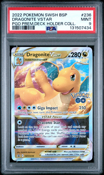 Pokemon Swsh Black Star Promo 236 Dragonite Vstar Pokemon Go Premier Deck Holder Collection PSA 9 MINT Cert #131507434