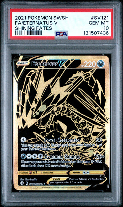 Pokemon Sword & Shield Shining Fates Sv121 Full Art/Eternatus V PSA 10 GEM MINT Cert #131507436