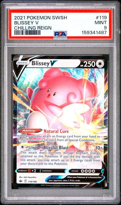 Pokemon Sword & Shield Chilling Reign 119 Blissey V PSA 9 MINT Cert #159341487