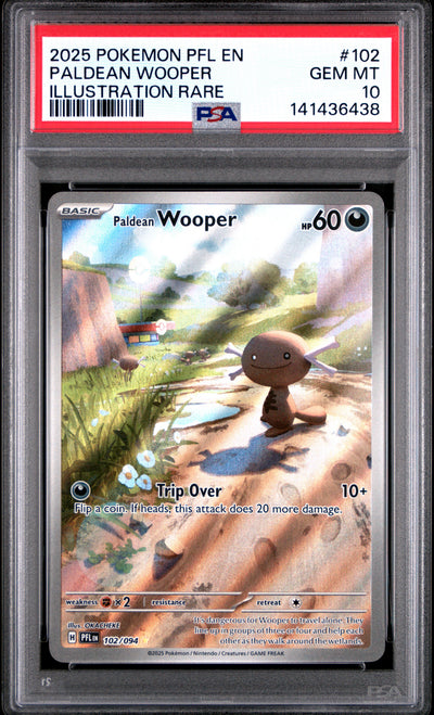 Pokemon Pfl En Phantasmal Flames 102 Paldean Wooper Illustration Rare PSA 10 GEM MINT Cert #141436438