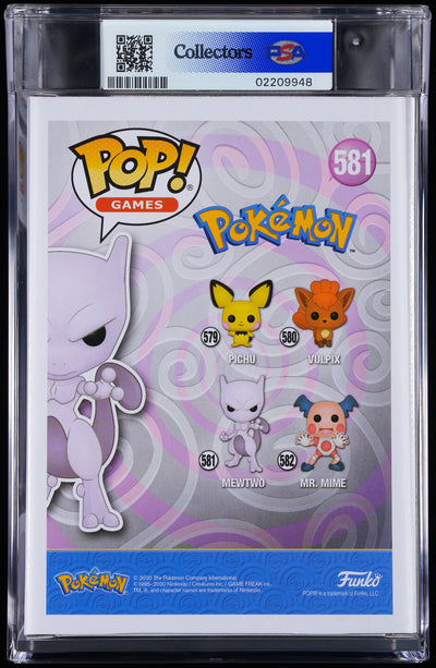 Funko Pop! PSA Graded Pokemon: Mewtwo PSA Graded 9 MINT Vinyl Figure #581 Cert #02209948