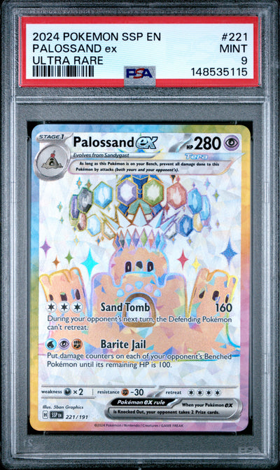 Pokemon Ssp En Surging Sparks 221 Palossand Ex Ultra Rare PSA 9 MINT Cert #148535115