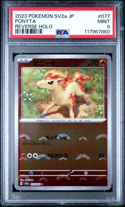 Pokemon Japanese Sv2A Pokemon 151 077 Ponyta Reverse Holo PSA 9 MINT Cert #117967860