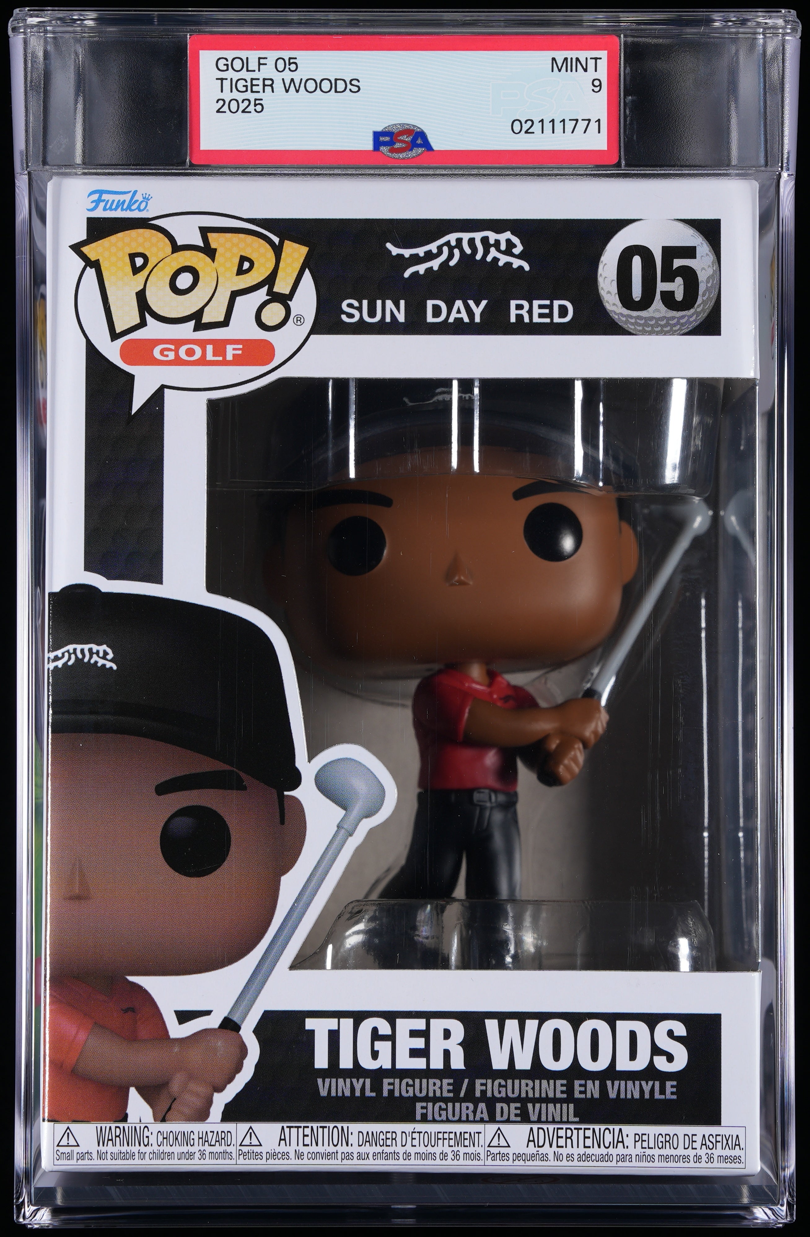 Funko Pop! PSA Graded Sun Day Red: Tiger Woods PSA Graded 9 MINT Vinyl Figure #05 Cert #02111771