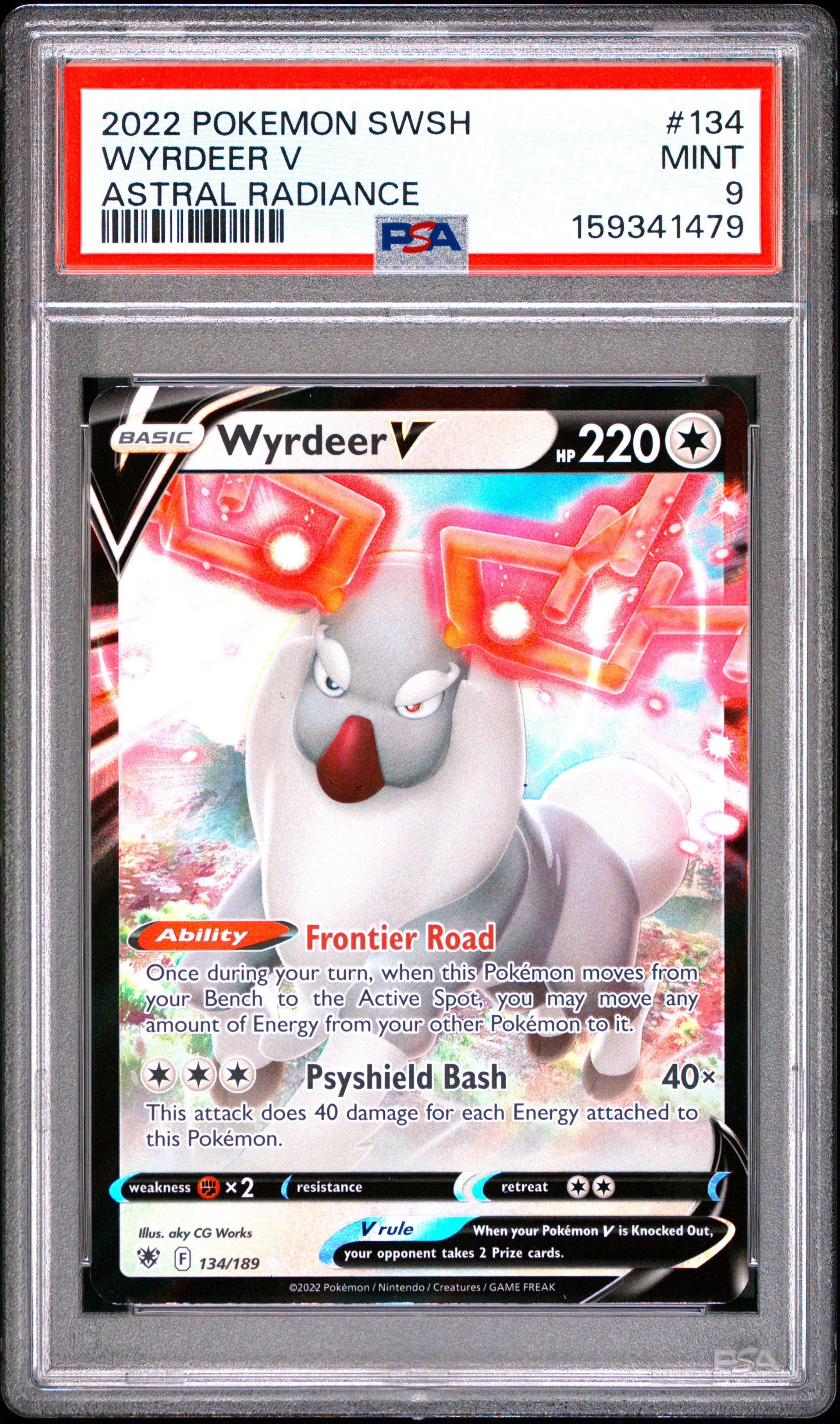 Pokemon Sword & Shield Astral Radiance 134 Wyrdeer V PSA 9 MINT Cert #159341479