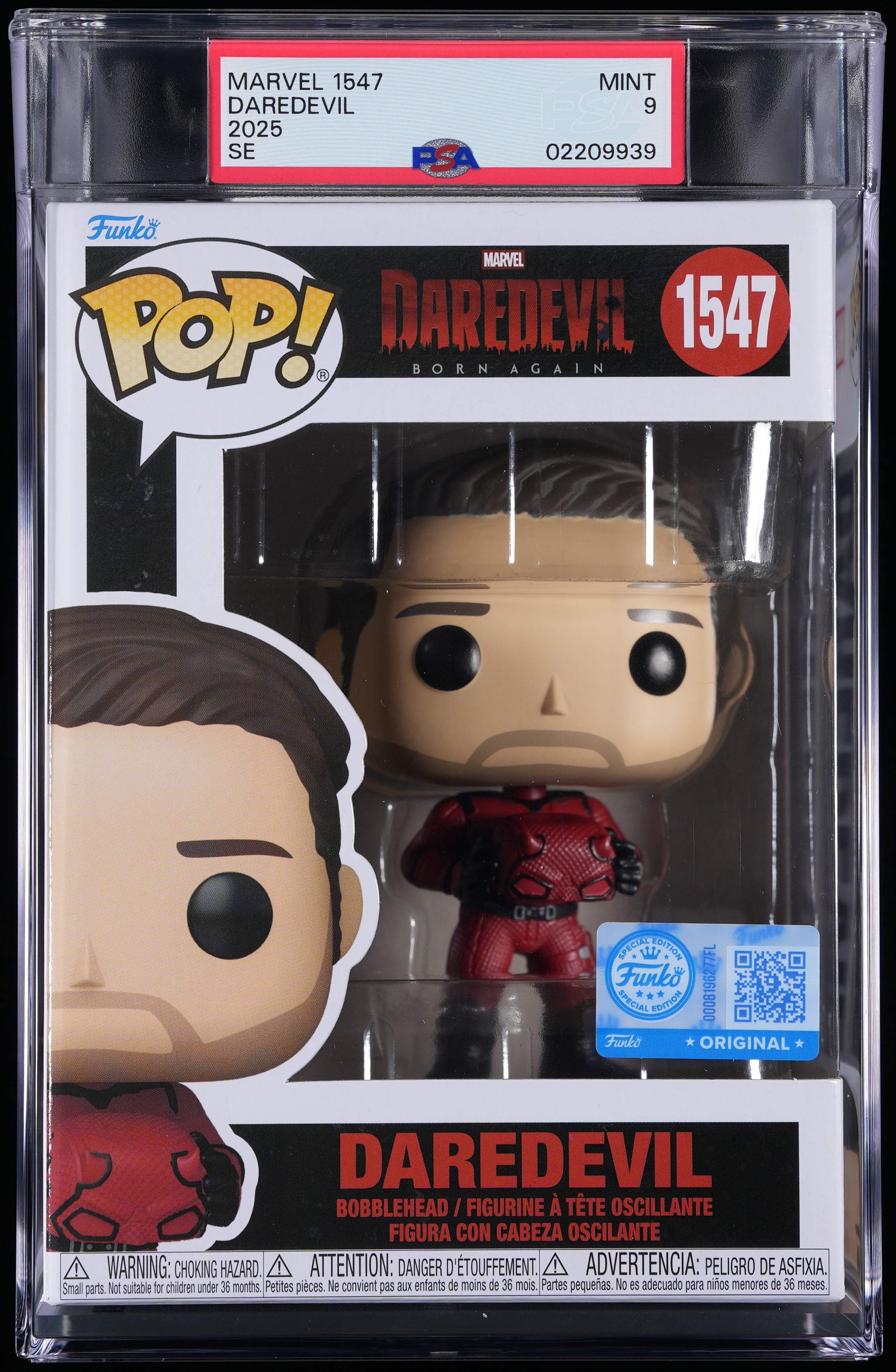 Funko Pop! PSA Graded Daredevil Born Again: Daredevil PSA Graded 9 MINT Vinyl Figure #1547 Cert #02209939