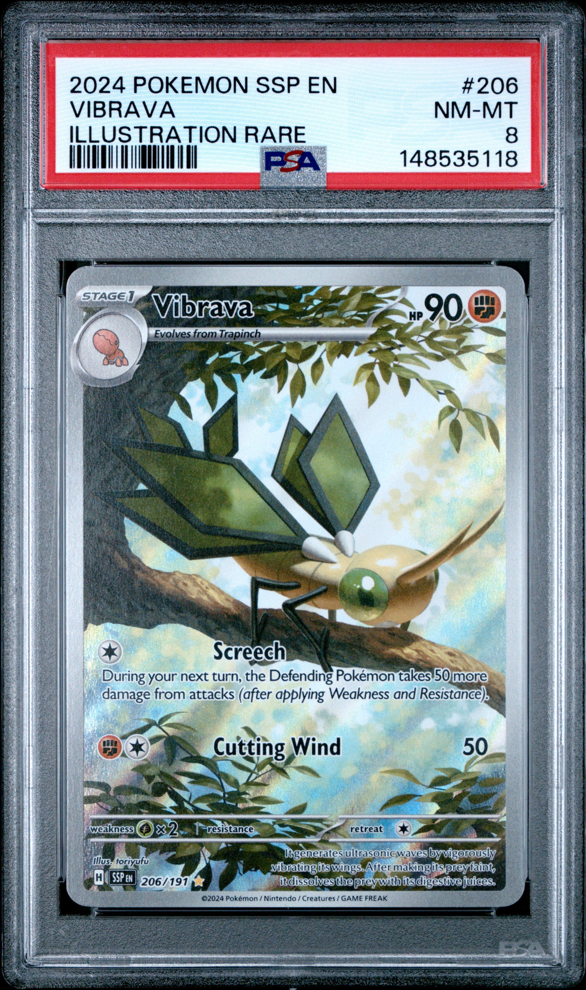 Pokemon Ssp En Surging Sparks 206 Vibrava Illustration Rare PSA 8 NM-MT Cert #148535118