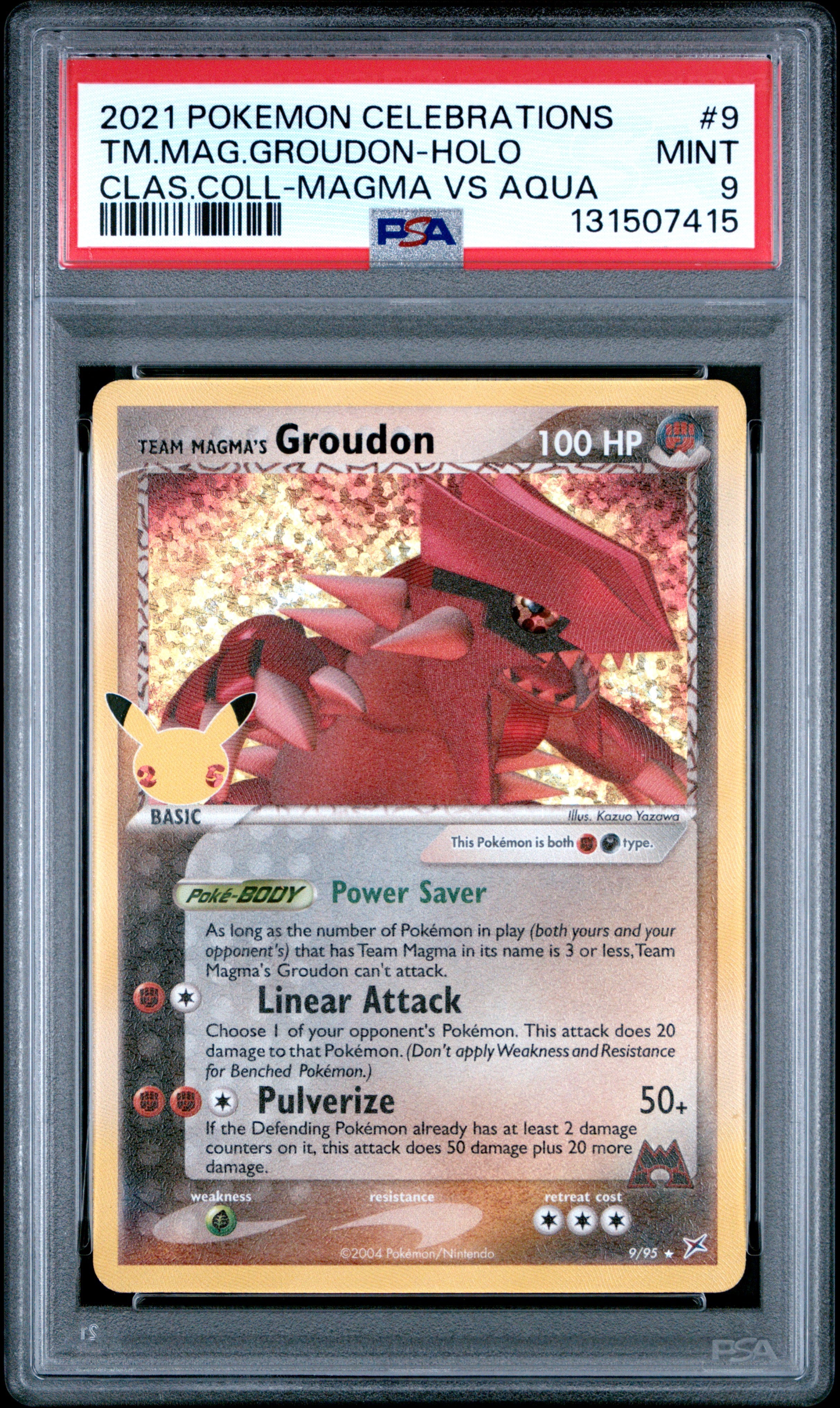 Pokemon Celebrations Classic Collection 9 Team Magma's Groudon Holo PSA 9 MINT Cert #131507415