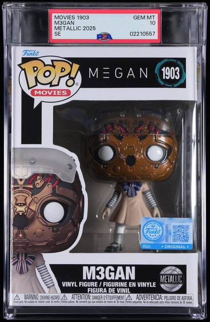 Funko Pop! PSA Graded M3GAN: M3gan (Metallic Special Edition) PSA Graded 10 GEM MINT Vinyl Figure #1903 Cert #02210557
